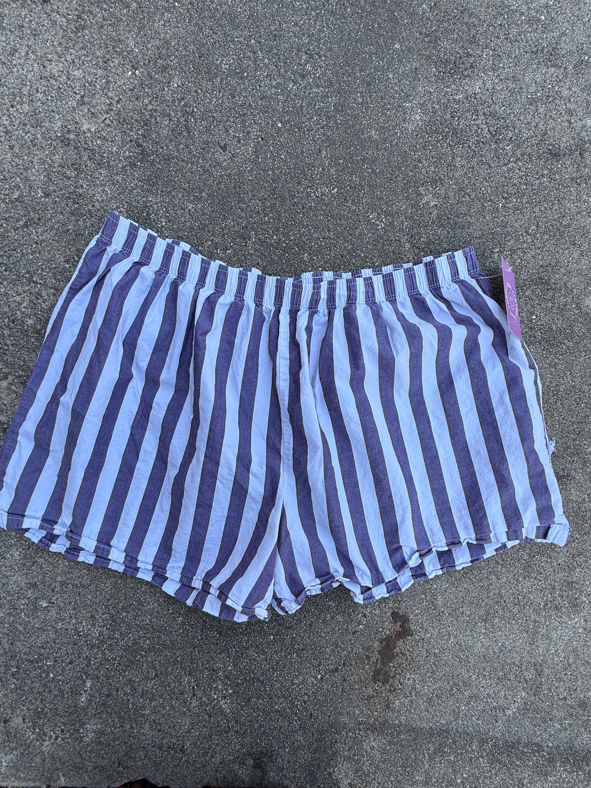 purple white disney Striped shorts, 2XL