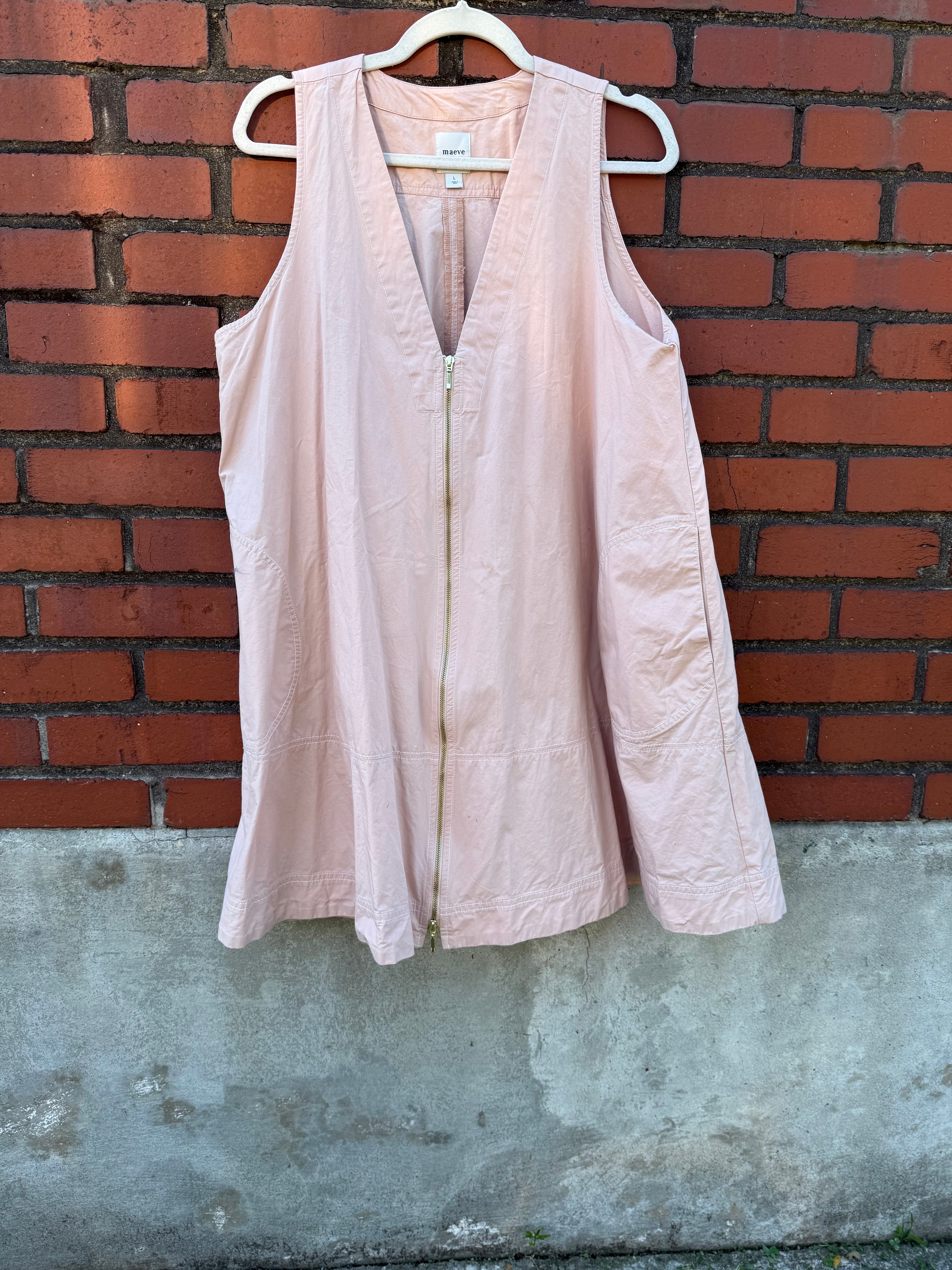 pink maeve zipper sleeveless mini dress, L