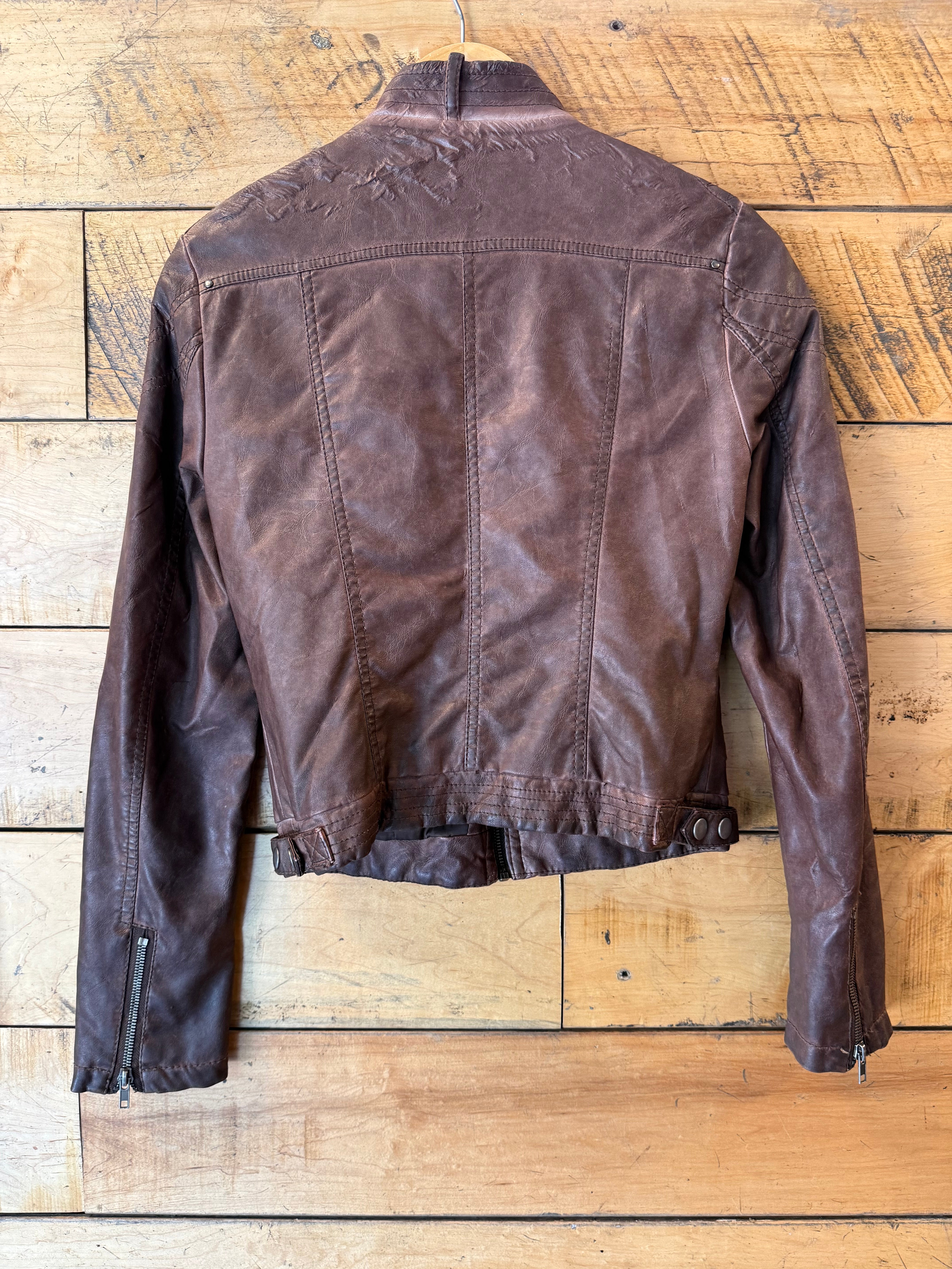 brown forever21 moto jacket, s