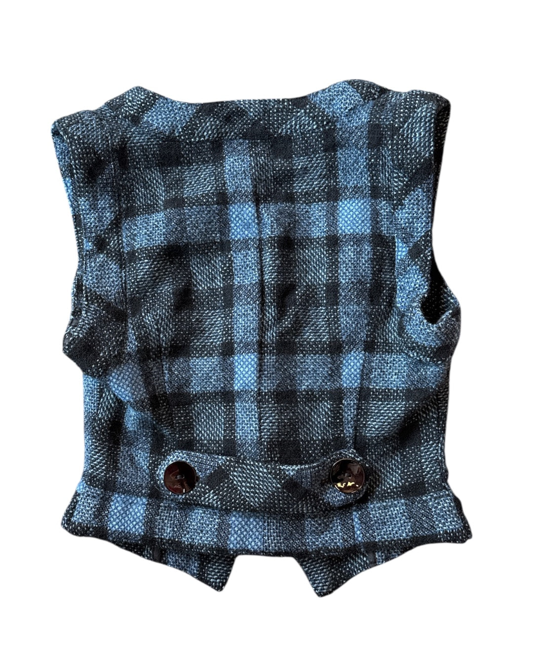 blue black what comes around goes around plaid button down tank, s