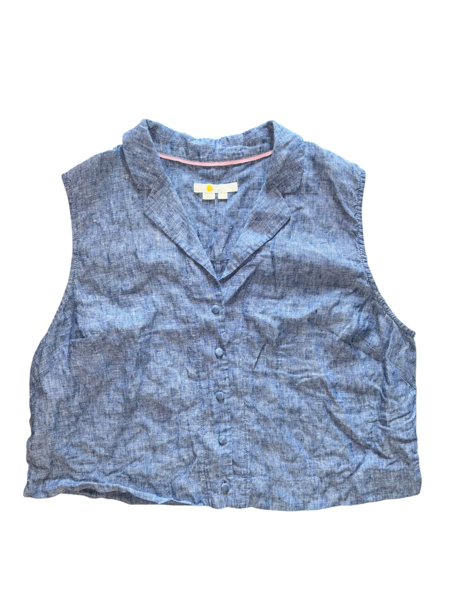 blue boden chambray crop button down, 14