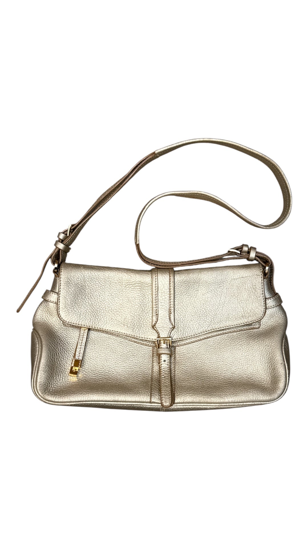 Gold Monsac Metallic leather buckle bag