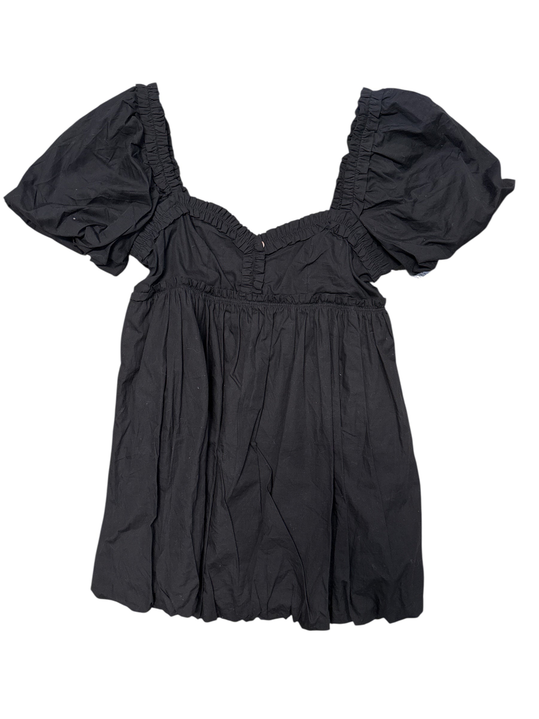 black free people babydoll ruffle balloon sleeve dress, xs