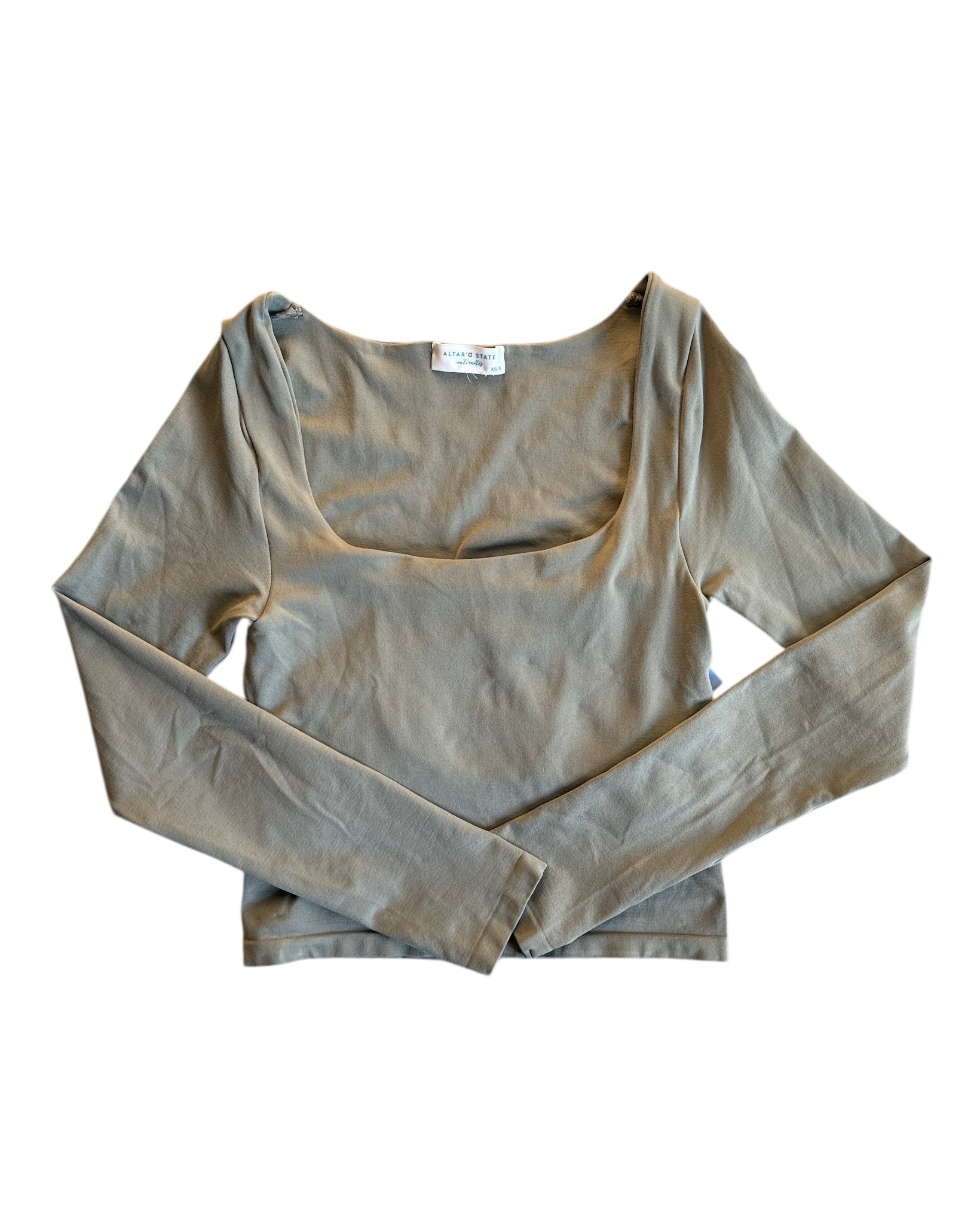 green altard state soft scoop neck ls, xs/s
