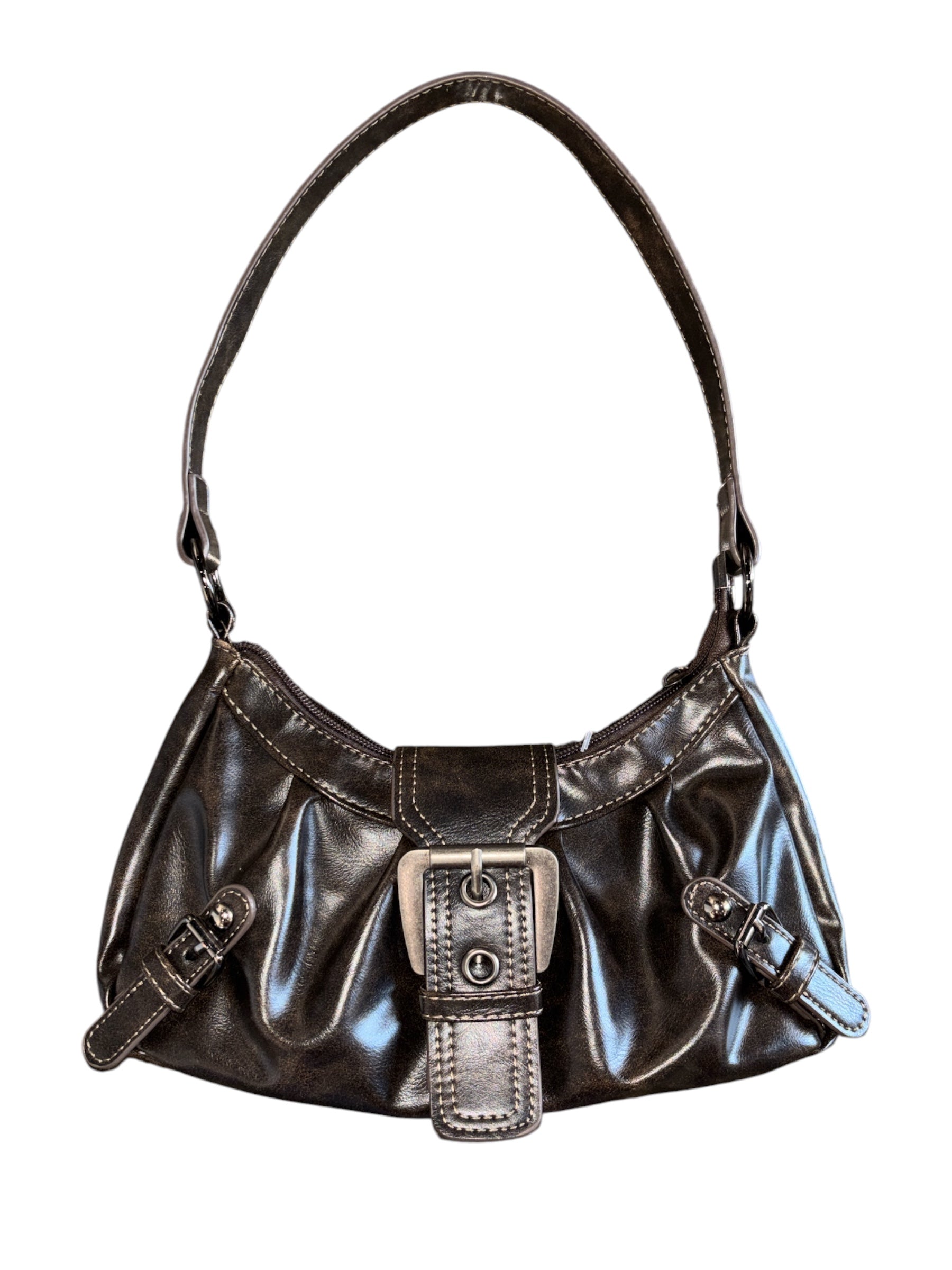brown buckle mini purse