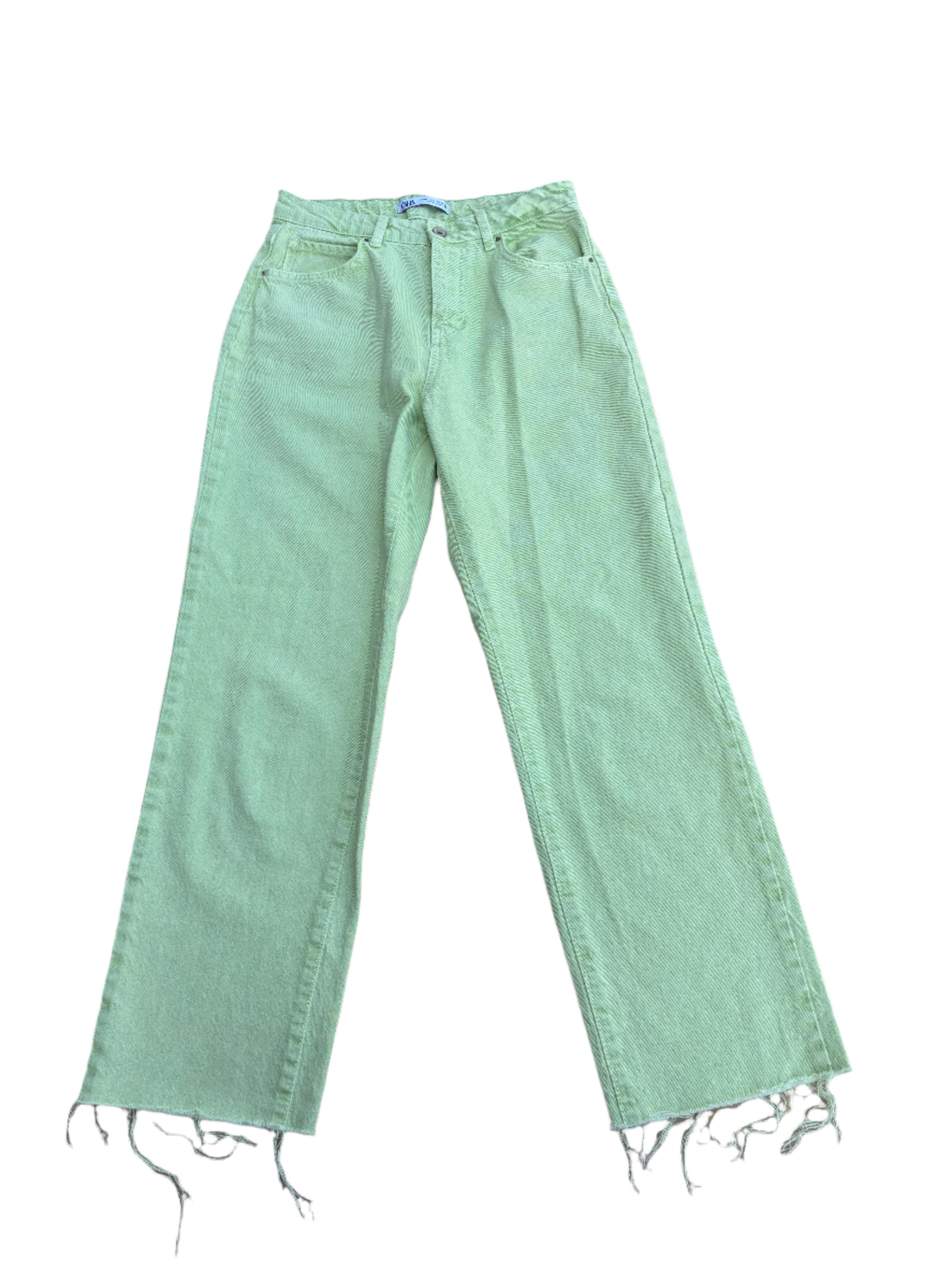 green zara high rise pants, 4
