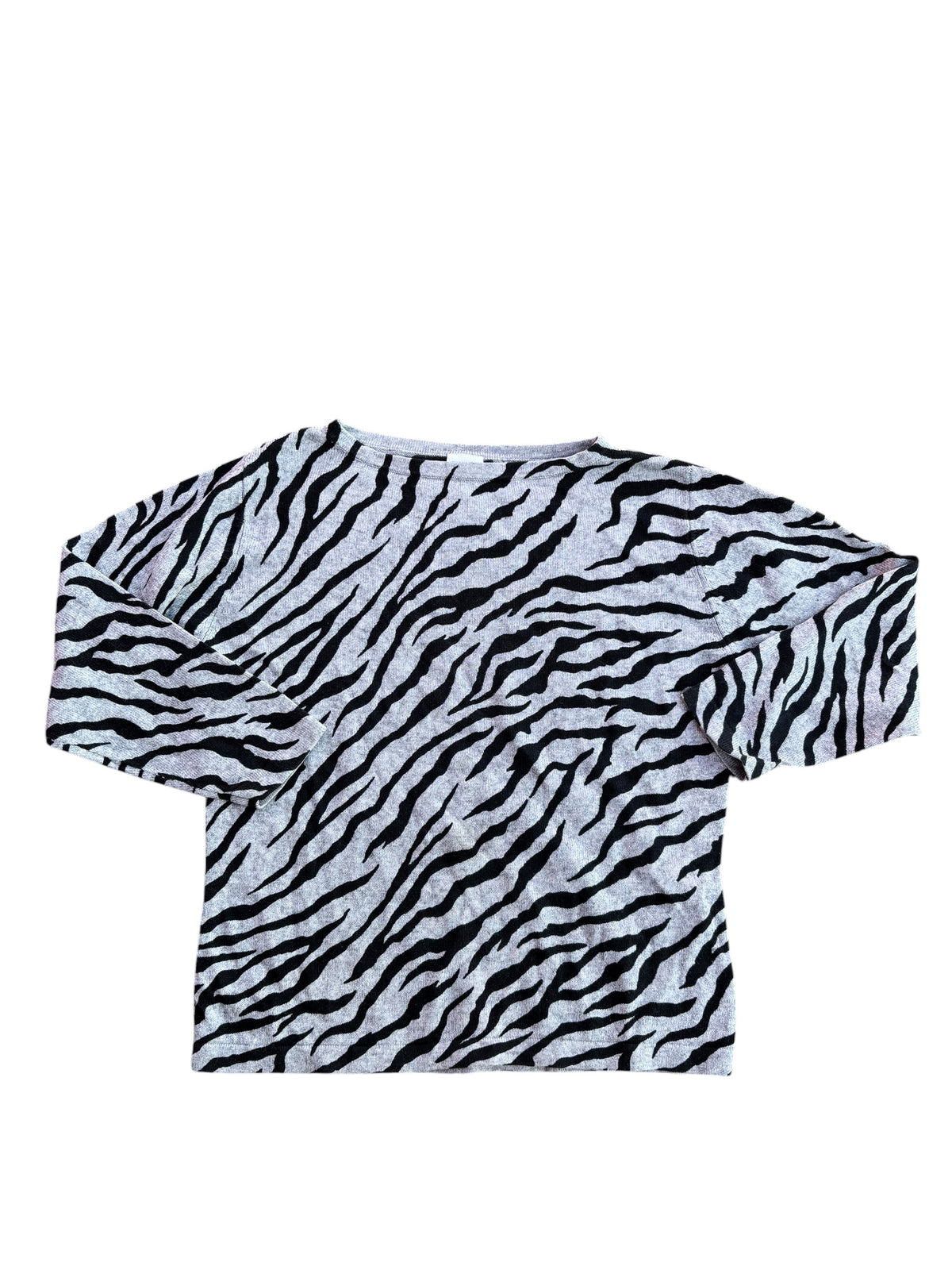 grey black garnet hill knit zebra ls, s