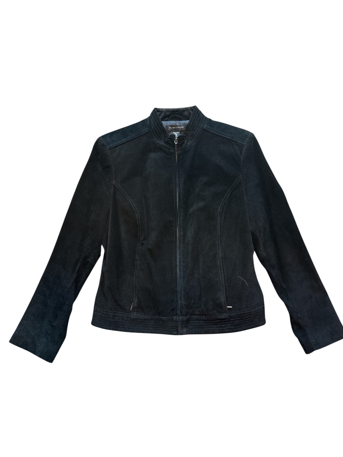 black valerie stevens 100% suede leather zip up, m