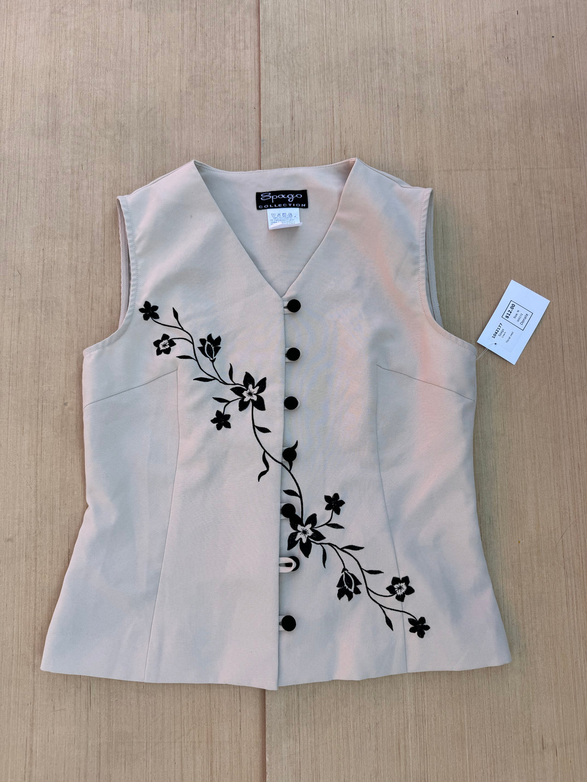 Cream Spago Floral vest, M