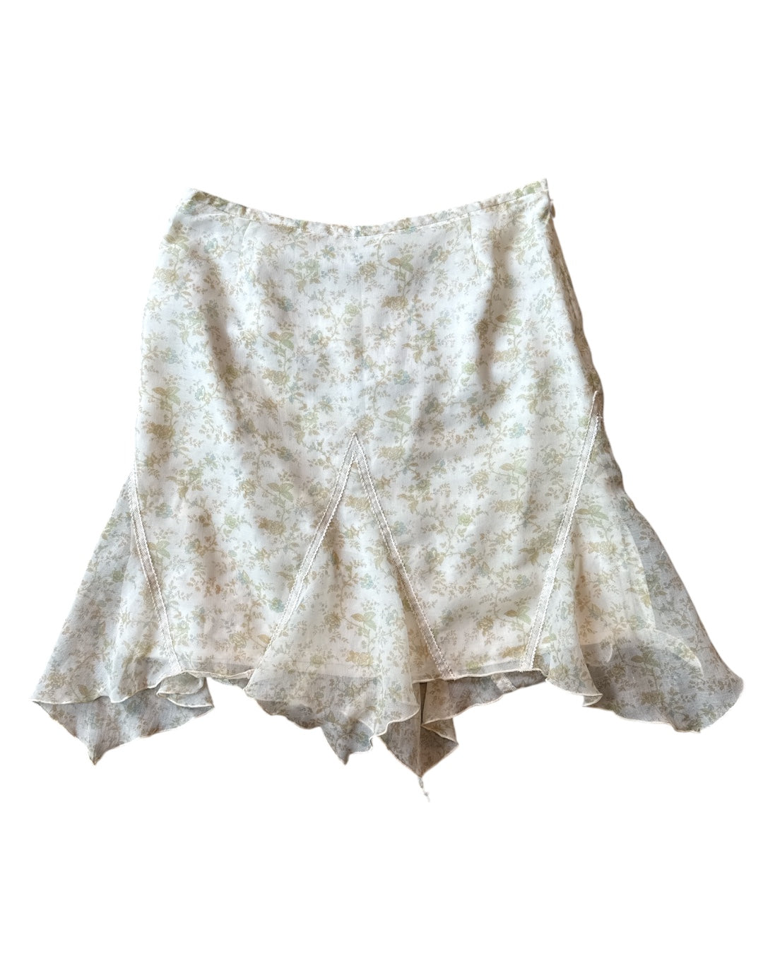 white xmiss Floral lace detail mini skirt, Xs/S