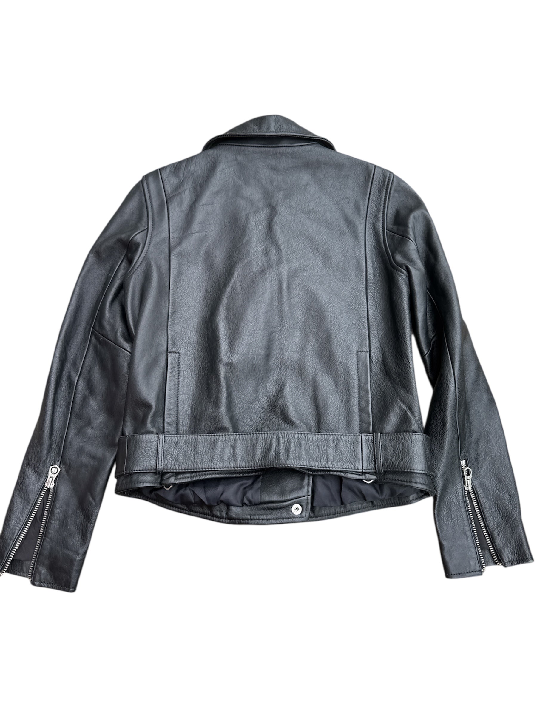 black ideal leather moto jacket, s