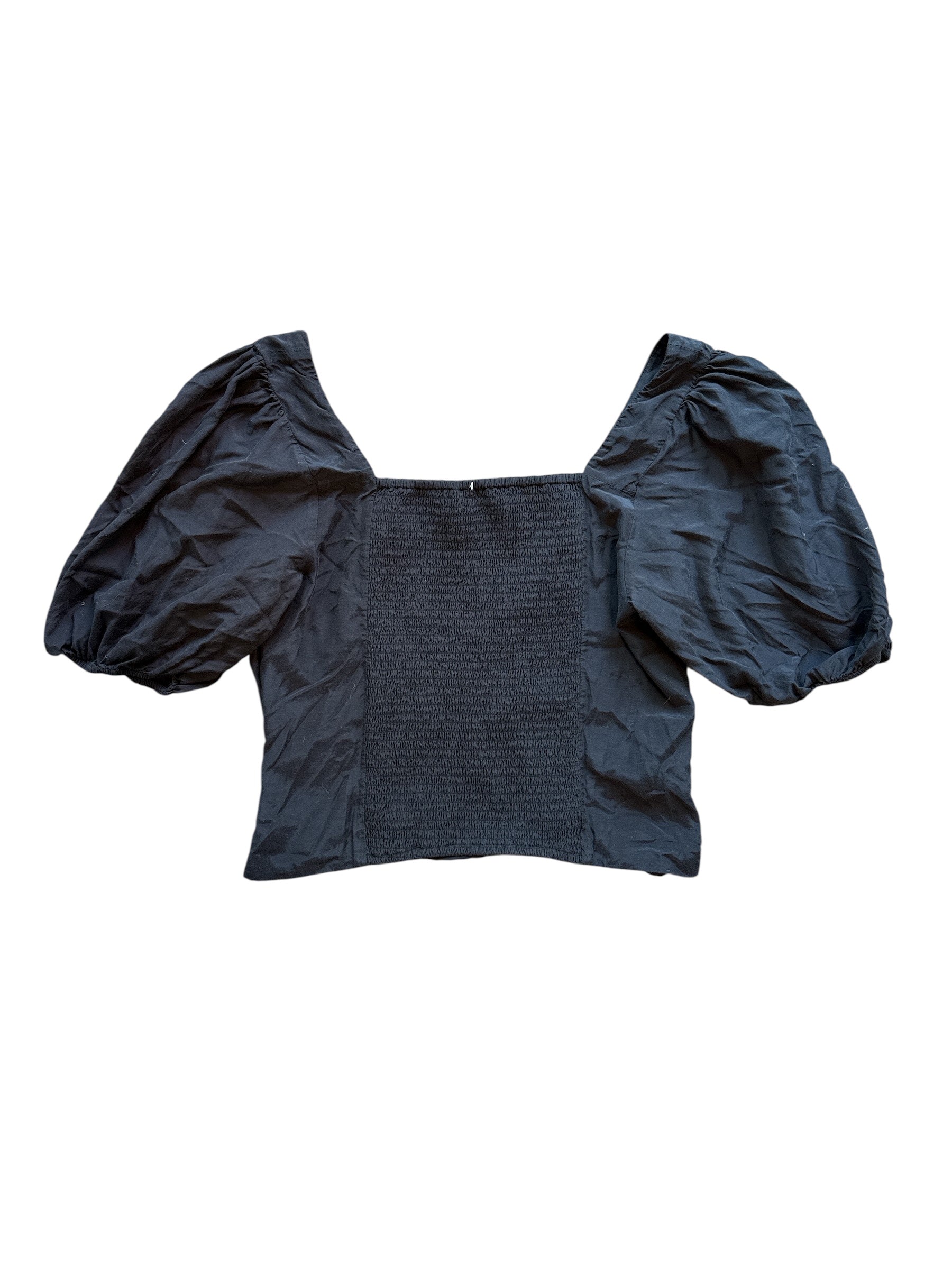black abercrombie puff sleeve blouse w darts, xl