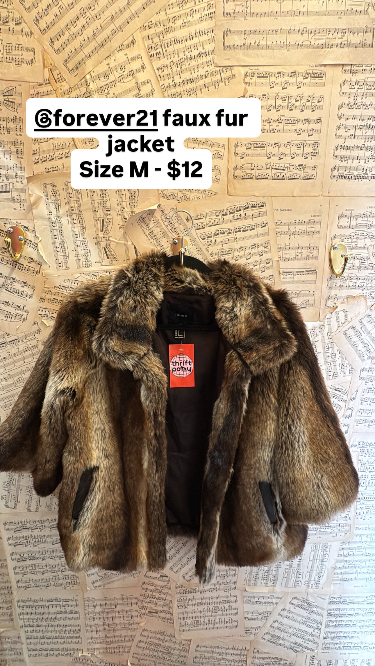 brown forever21 furry coat, m