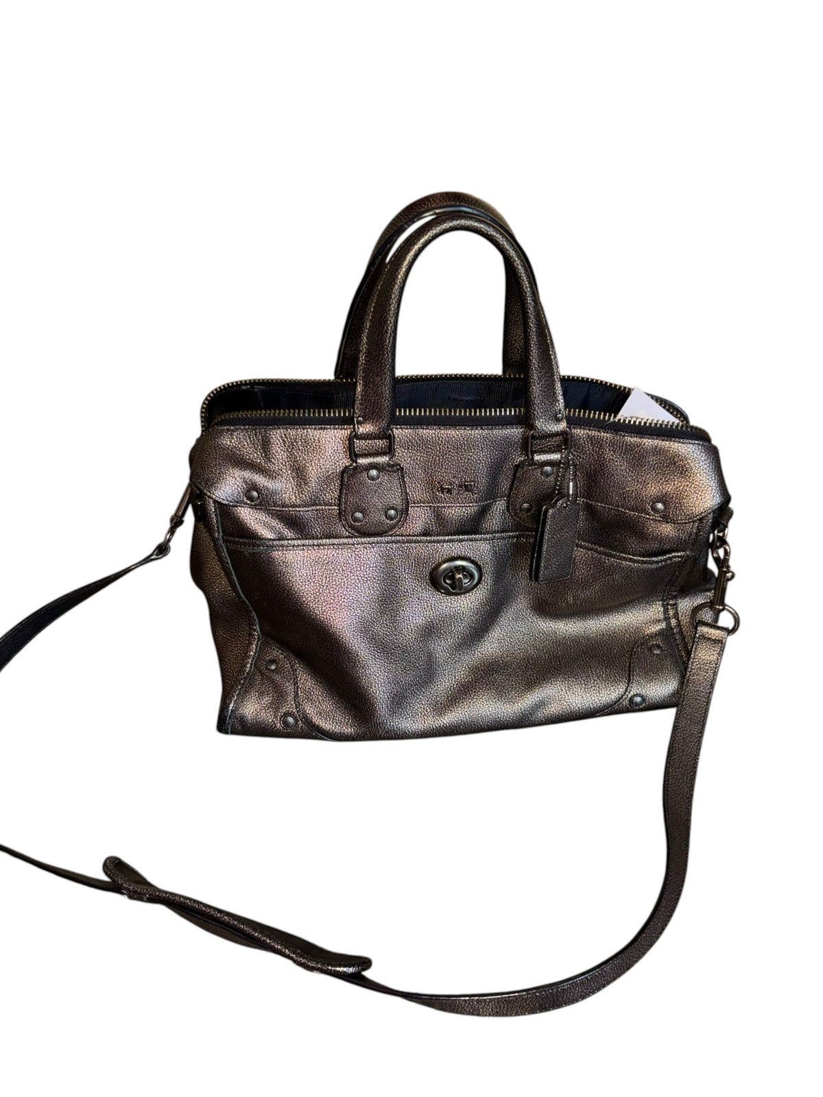 metallic gold coach Rhyder satchel