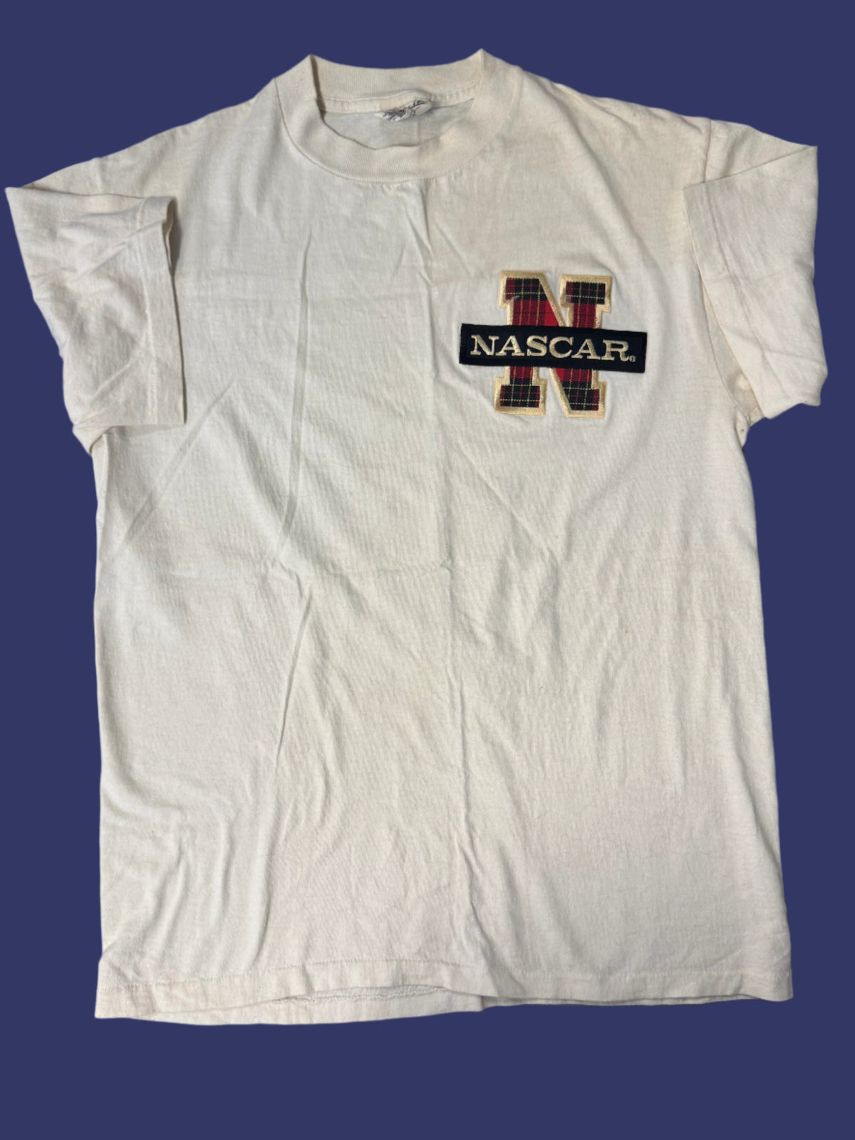 Cream Oneita NASCAR tee, M