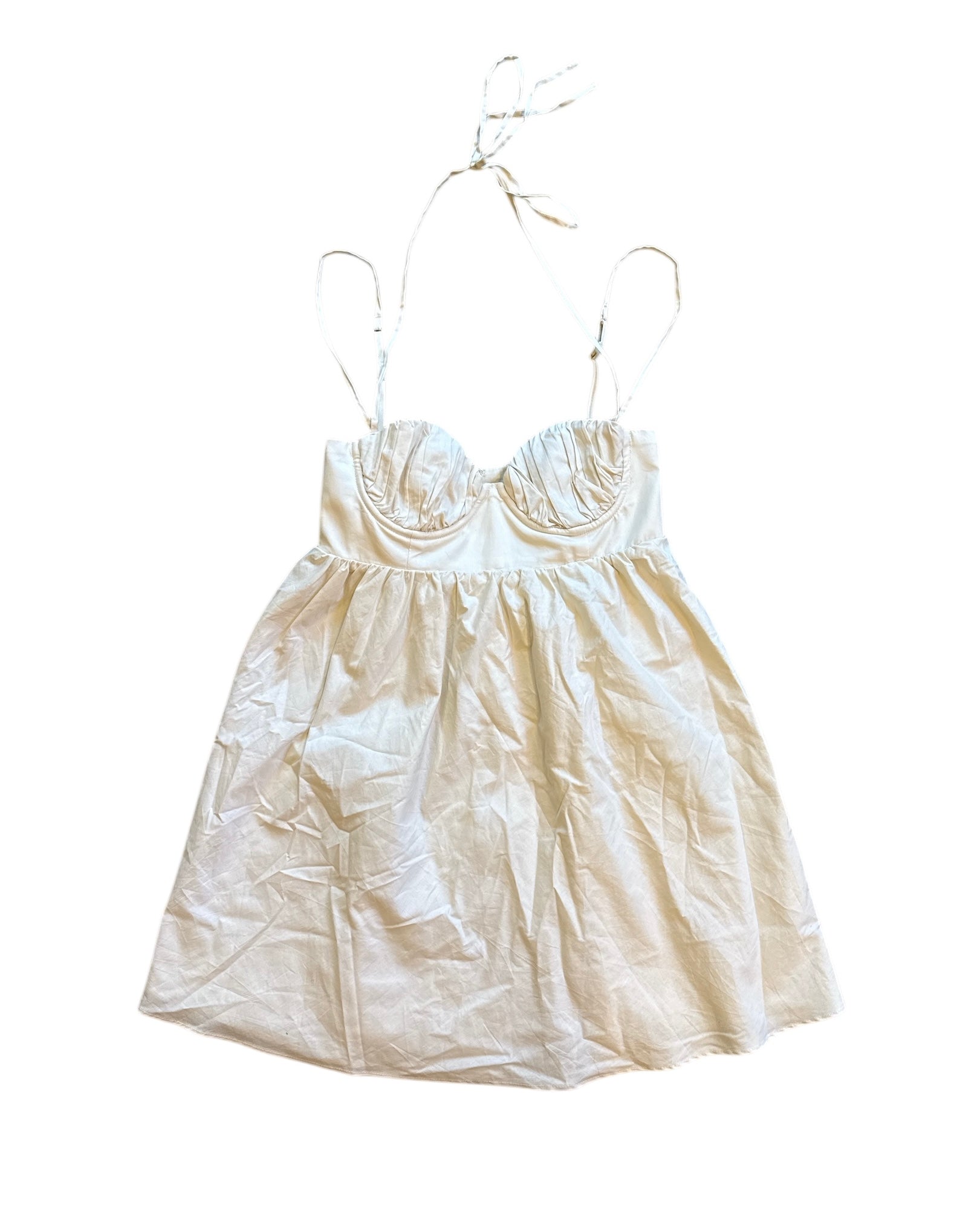 white oh polly babydoll bustier halter dress, 2