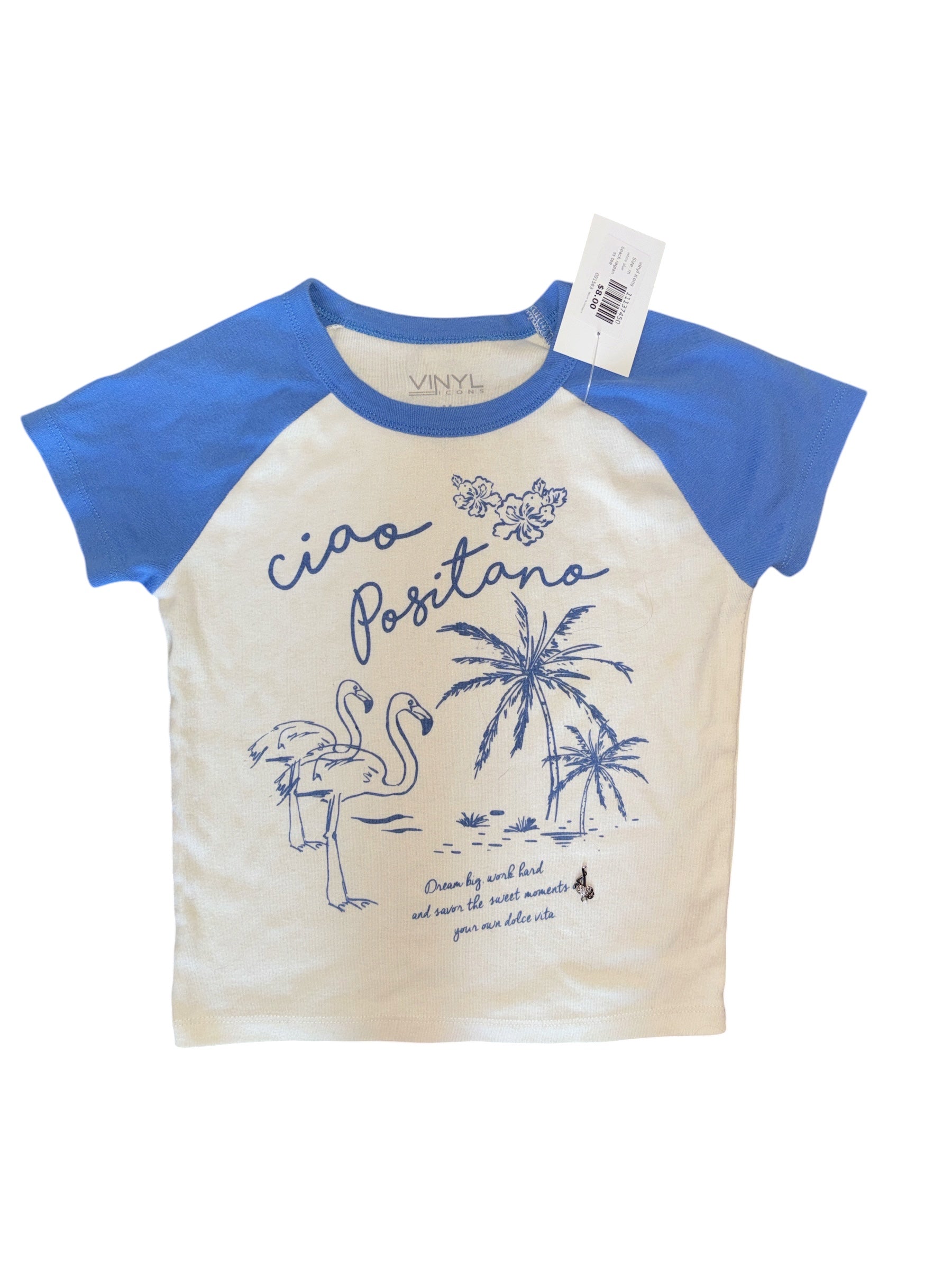 white blue vinyl icons beach raglan ss tee, m