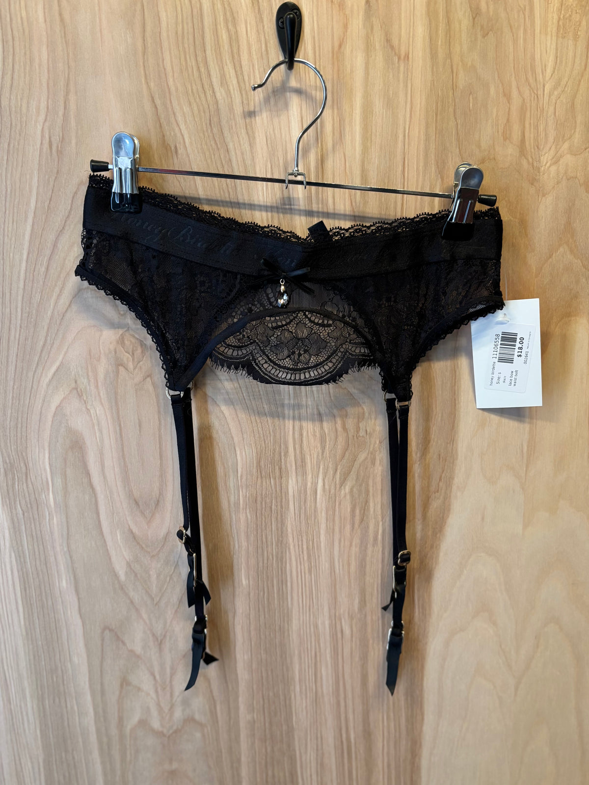 black honey birdette lace bow waist belt, s