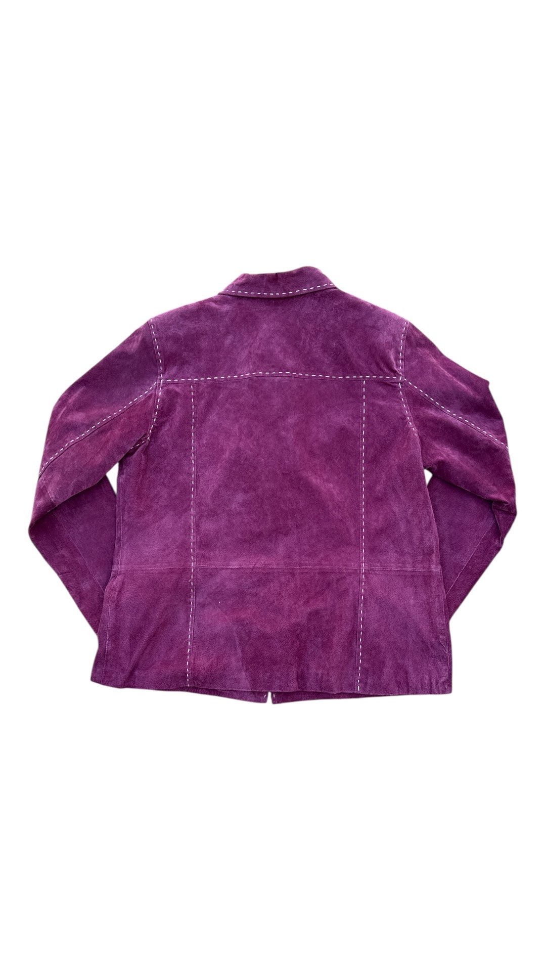 purple d&co contrast stitched leather jacket, L