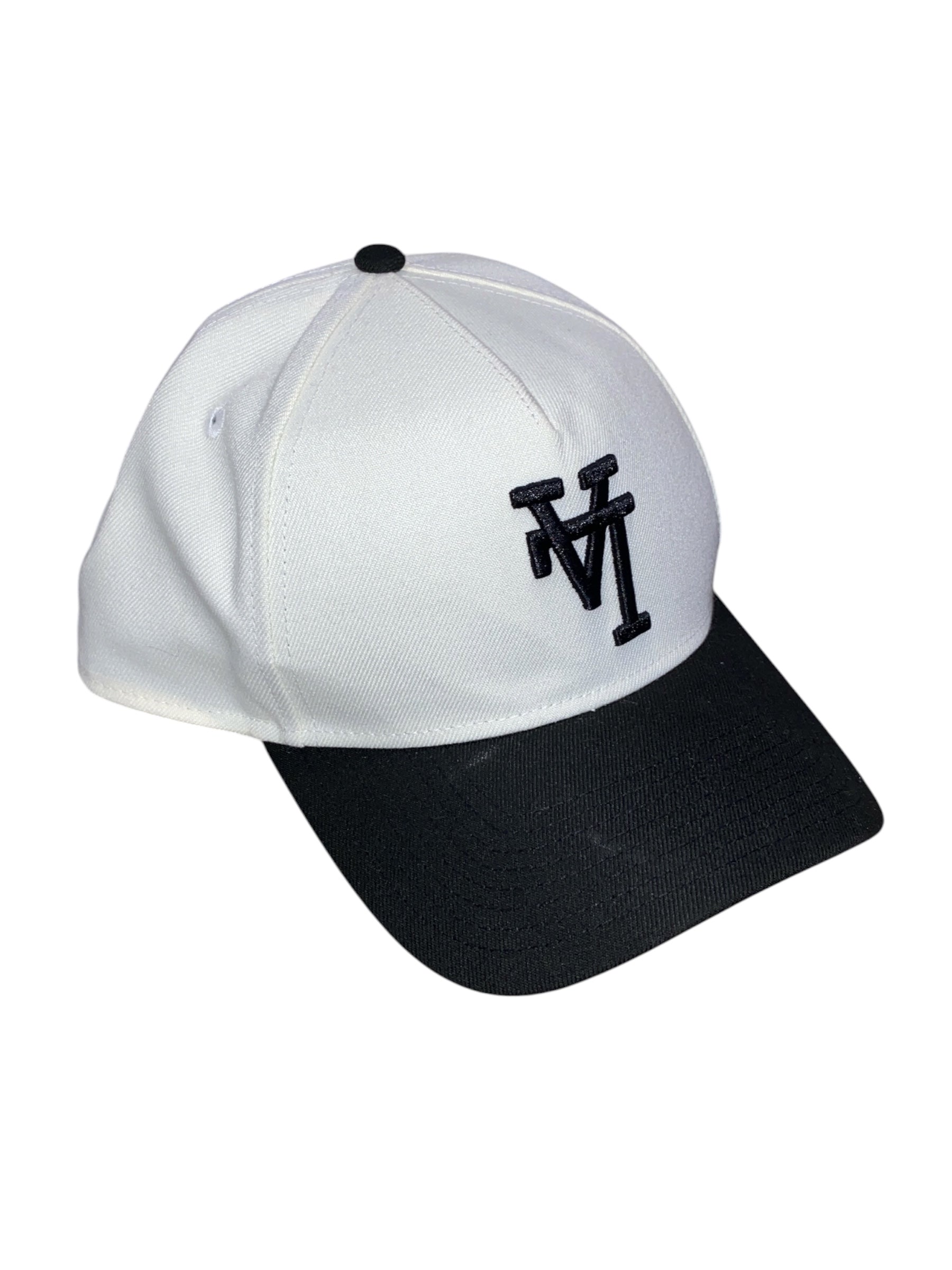 white black LA upside down hat