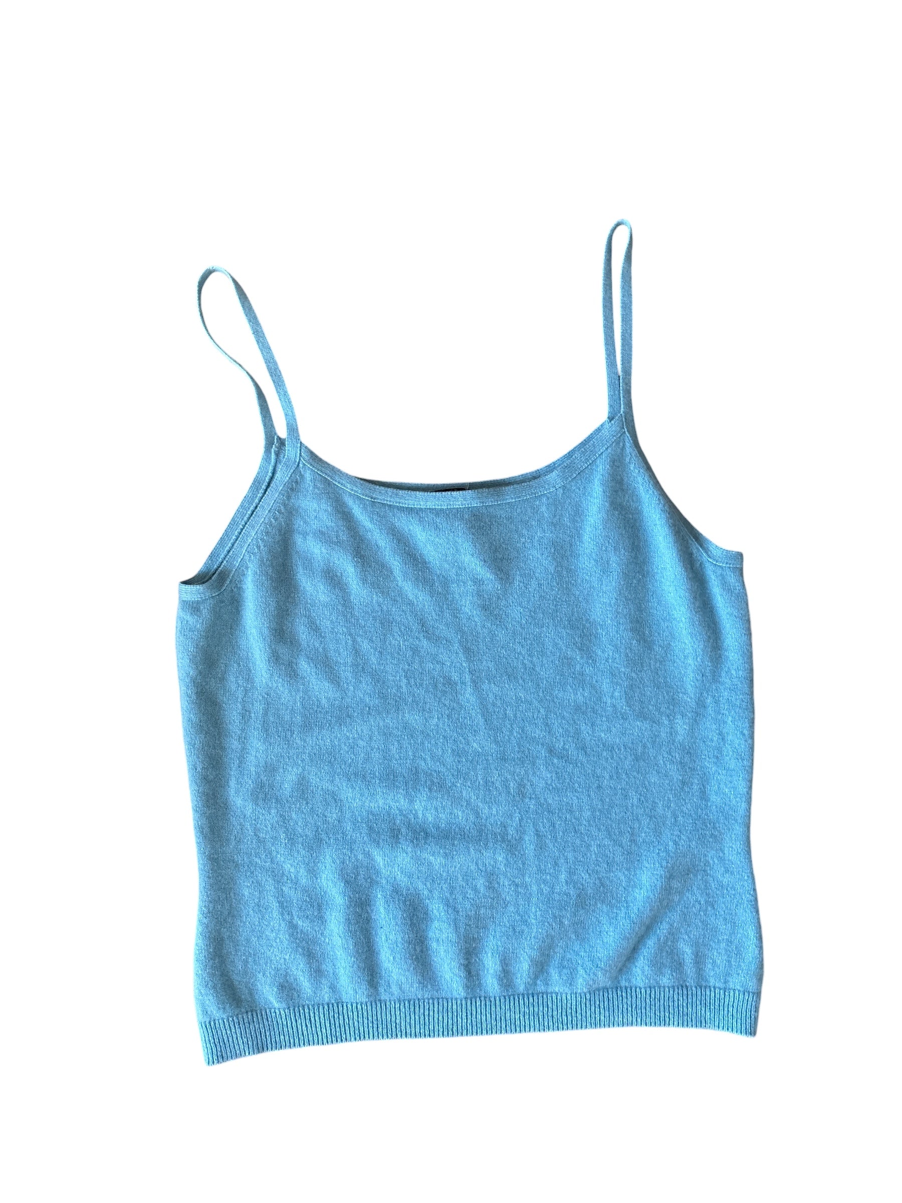 blue lands end 100% cashmere tank, m