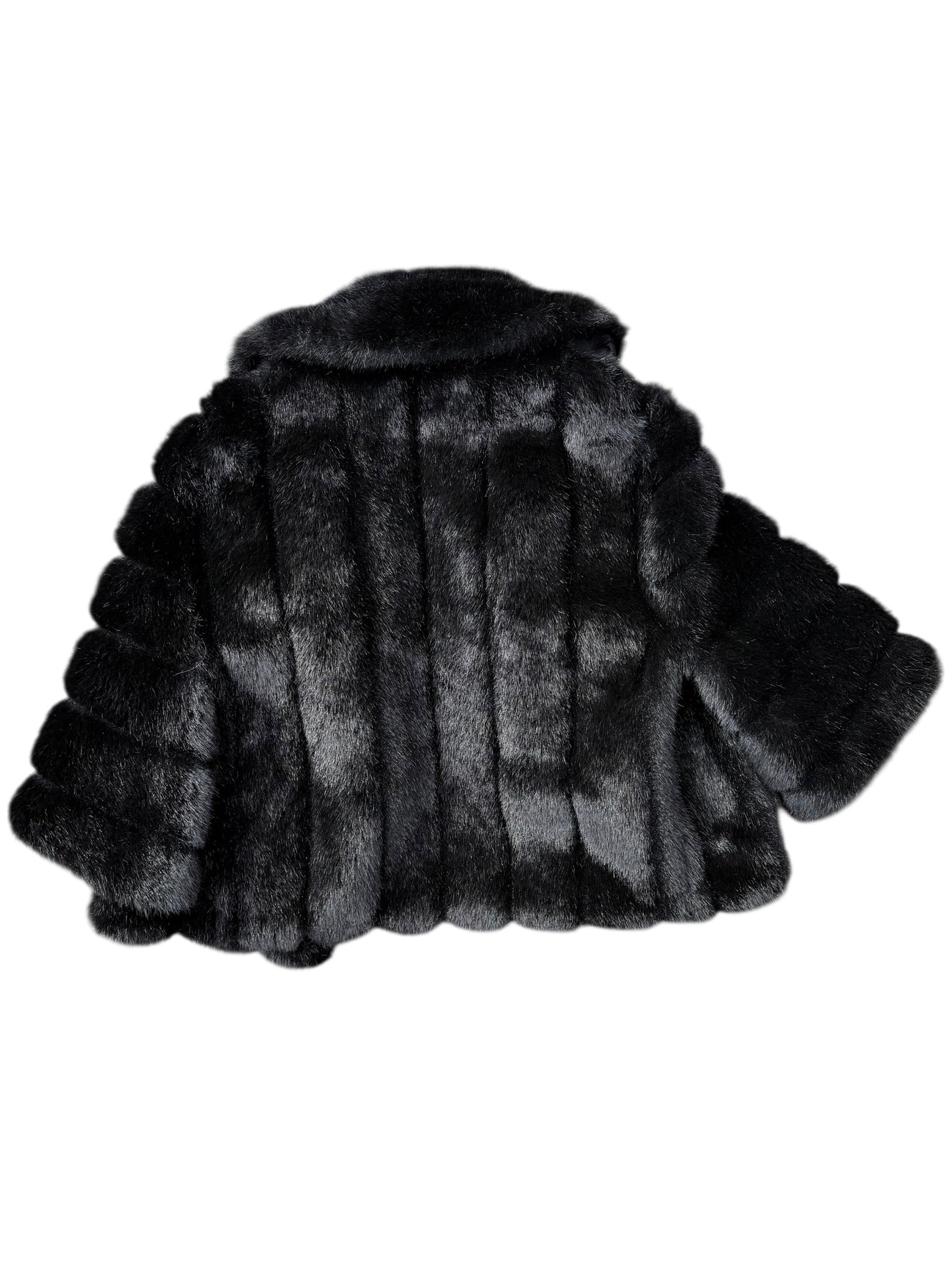 black banana republic fur cropped jacket w split sleeves, m/l