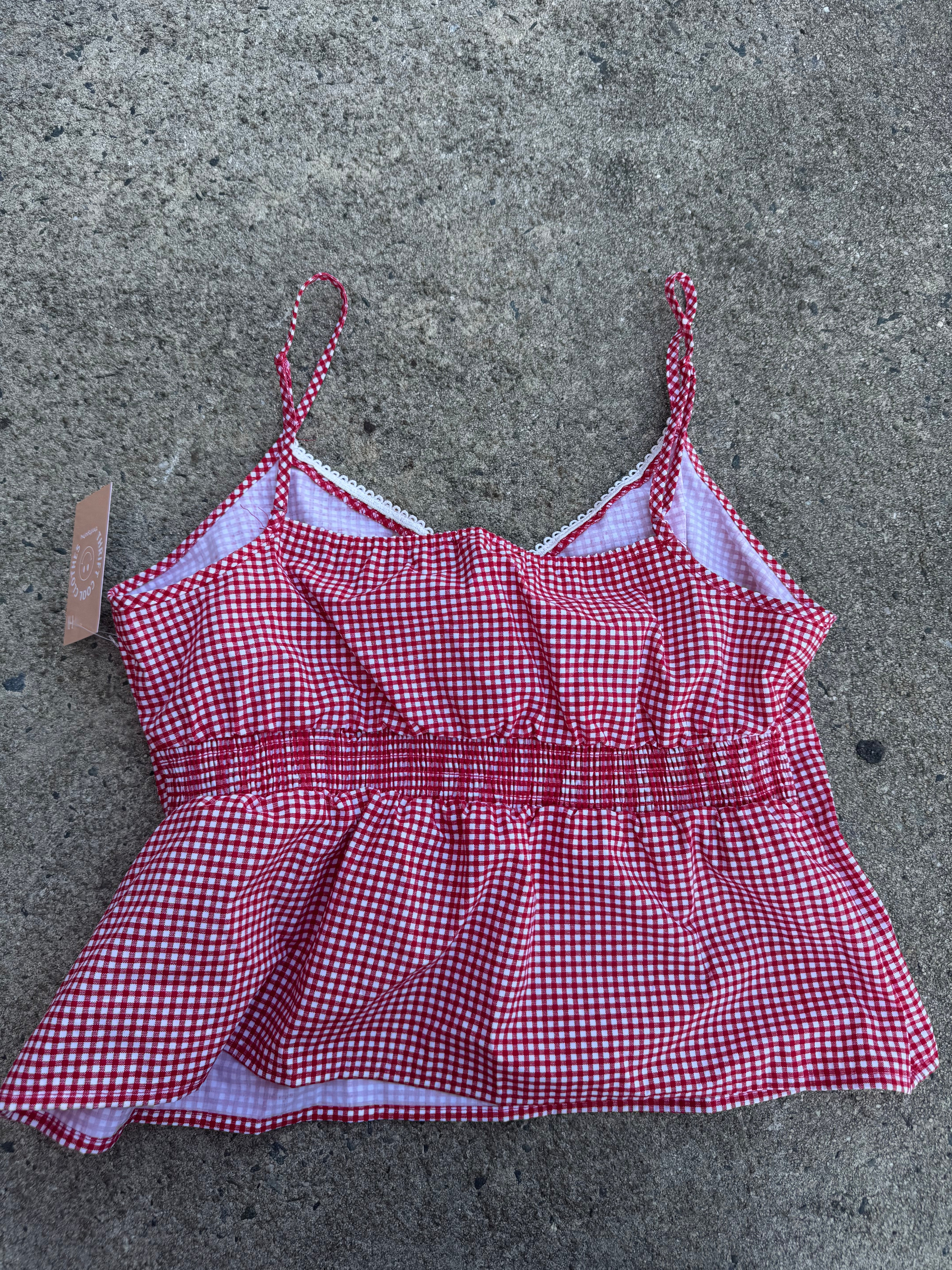red white Arden B gingham top, xl