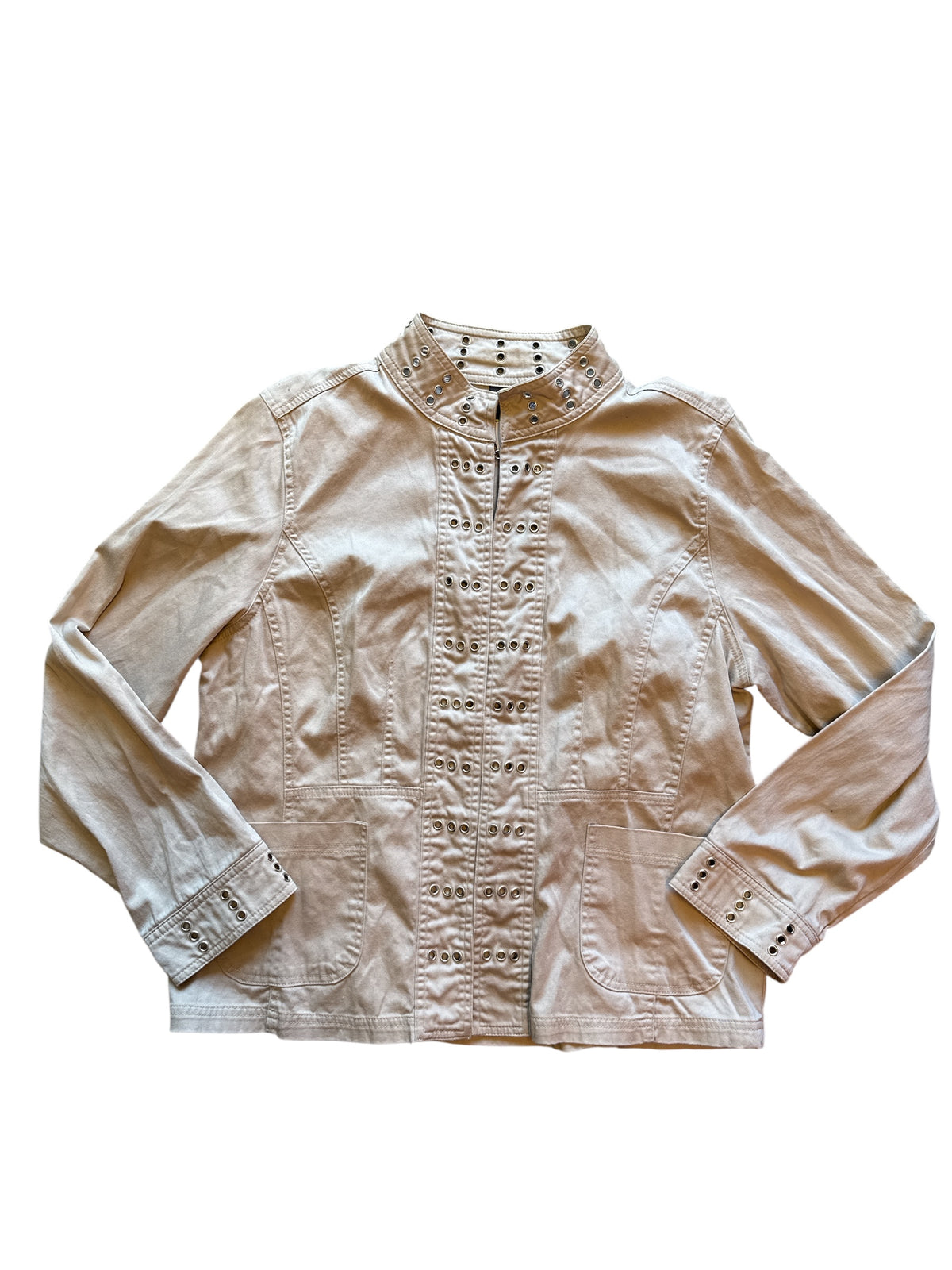 Khaki Sportelle Grommet detail jacket, L