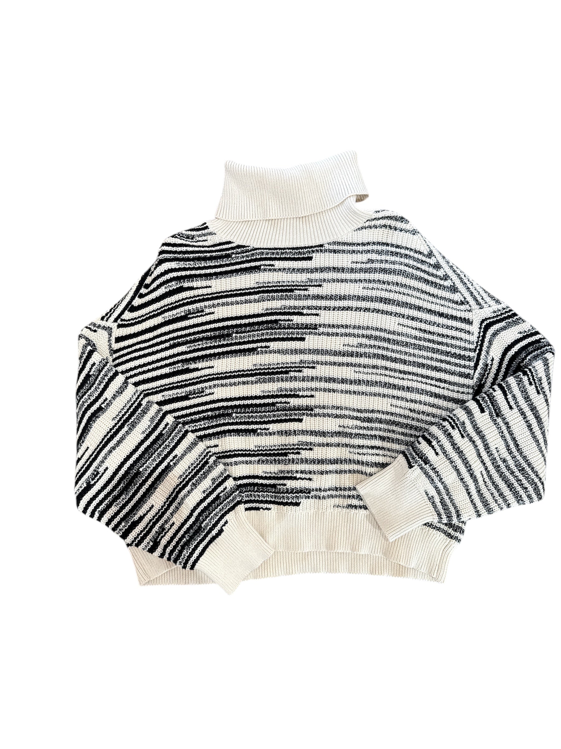 cream blue 525 striped turtleneck, m