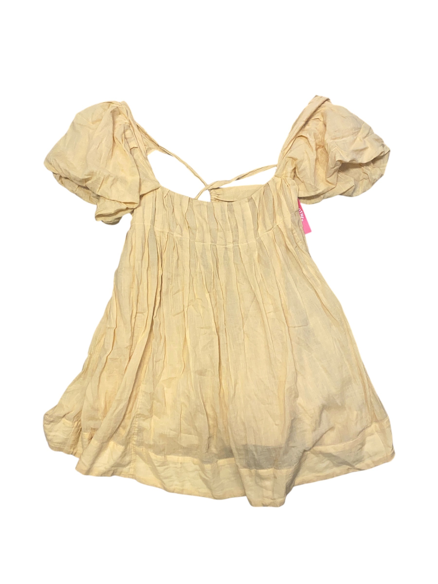 yellow free people pleated babydoll dress, s