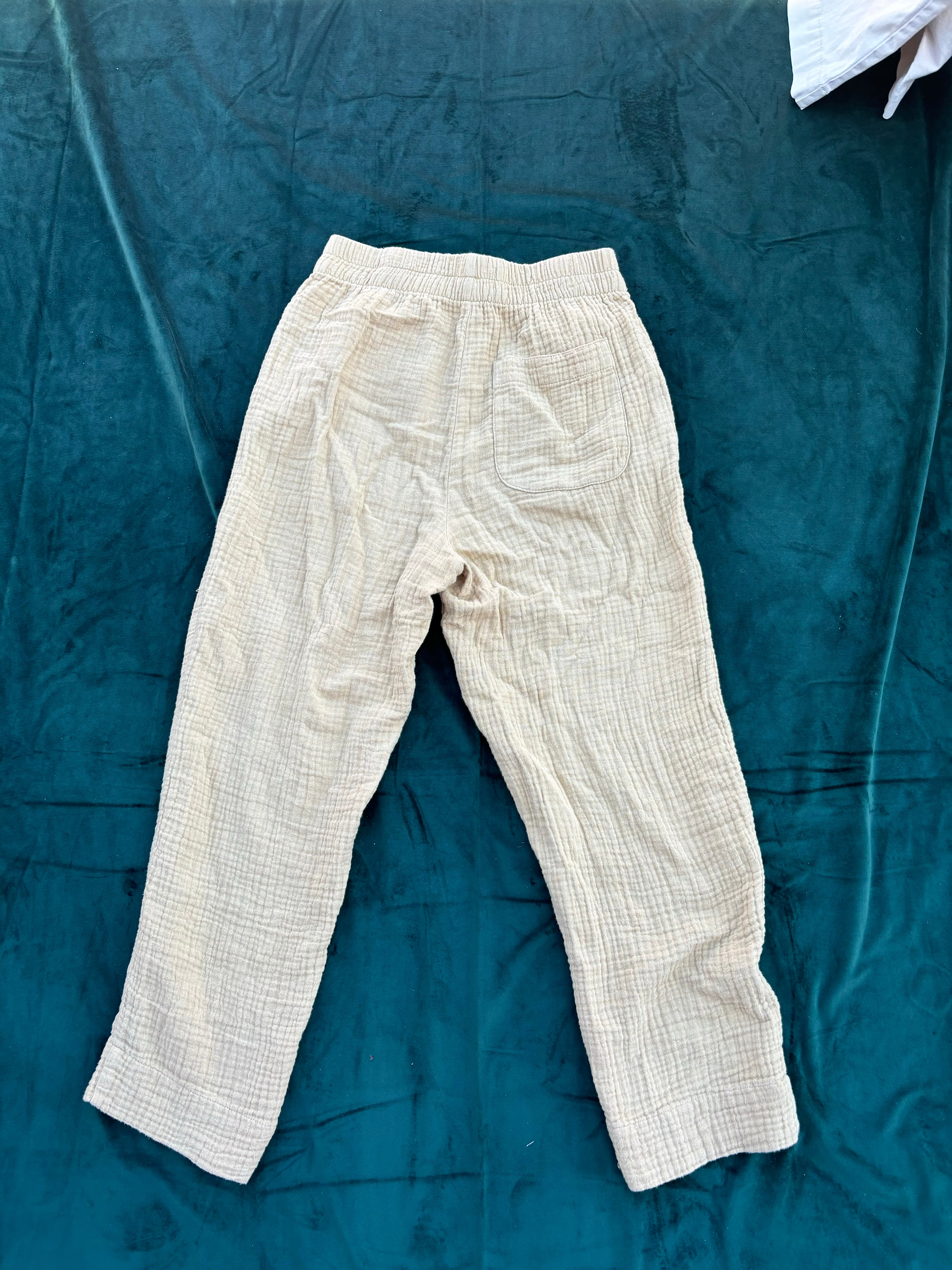 yellow madewell seersucker pants, xs