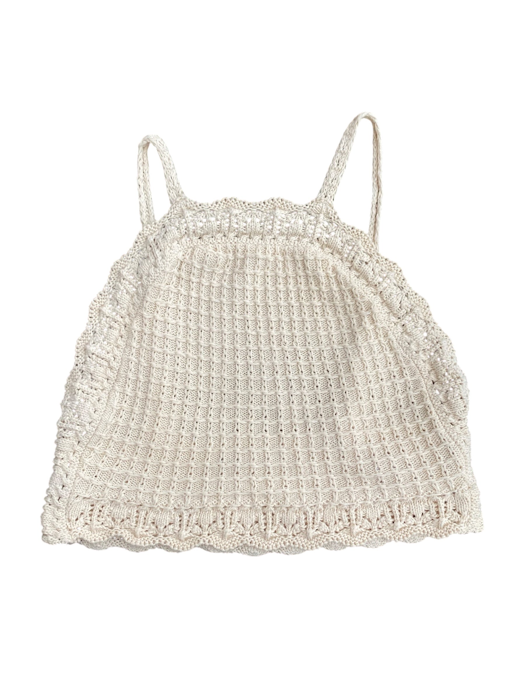 beige zara crochet high neck tank, s
