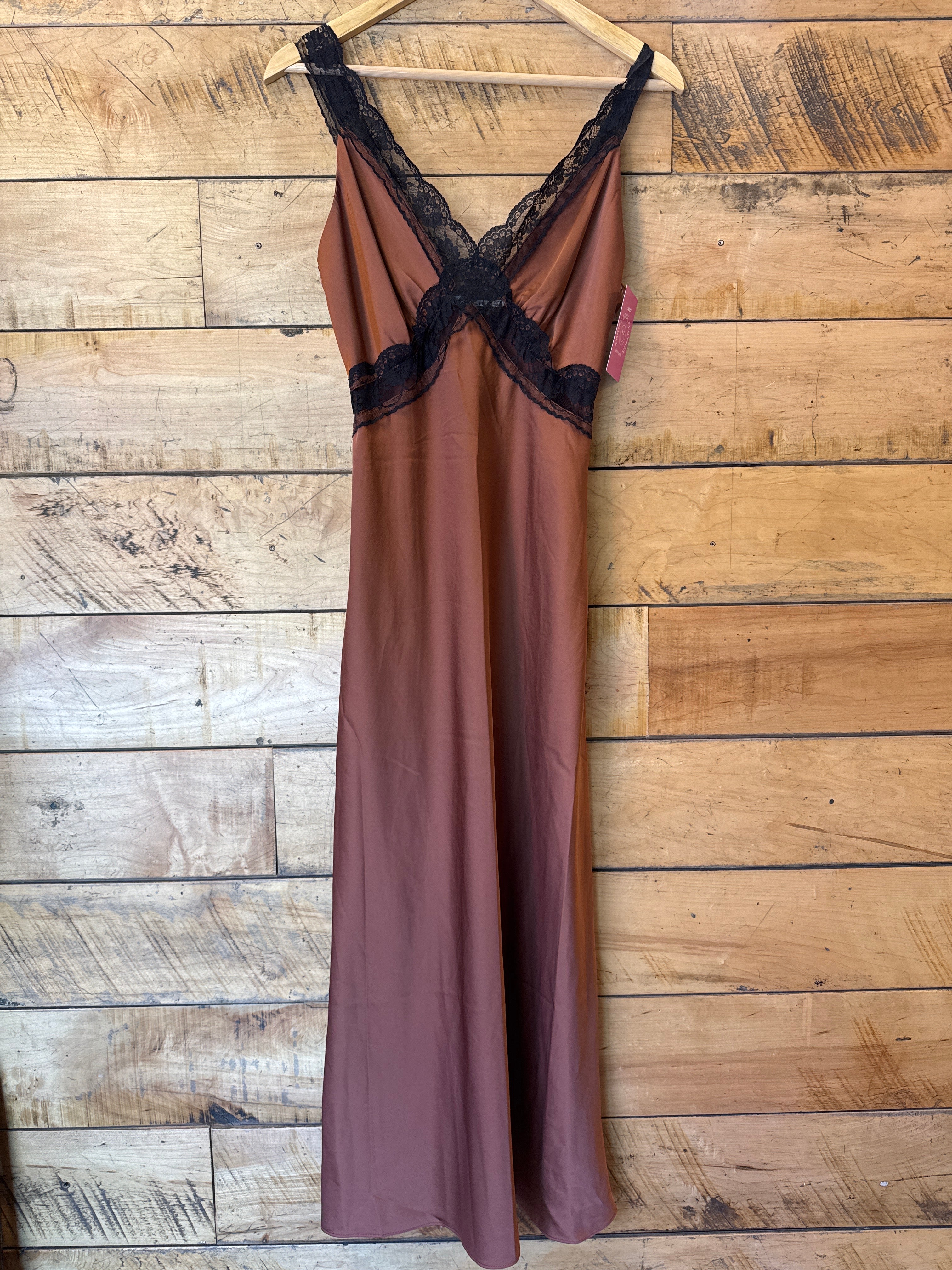 brown abercrombie lacey midi dress, s