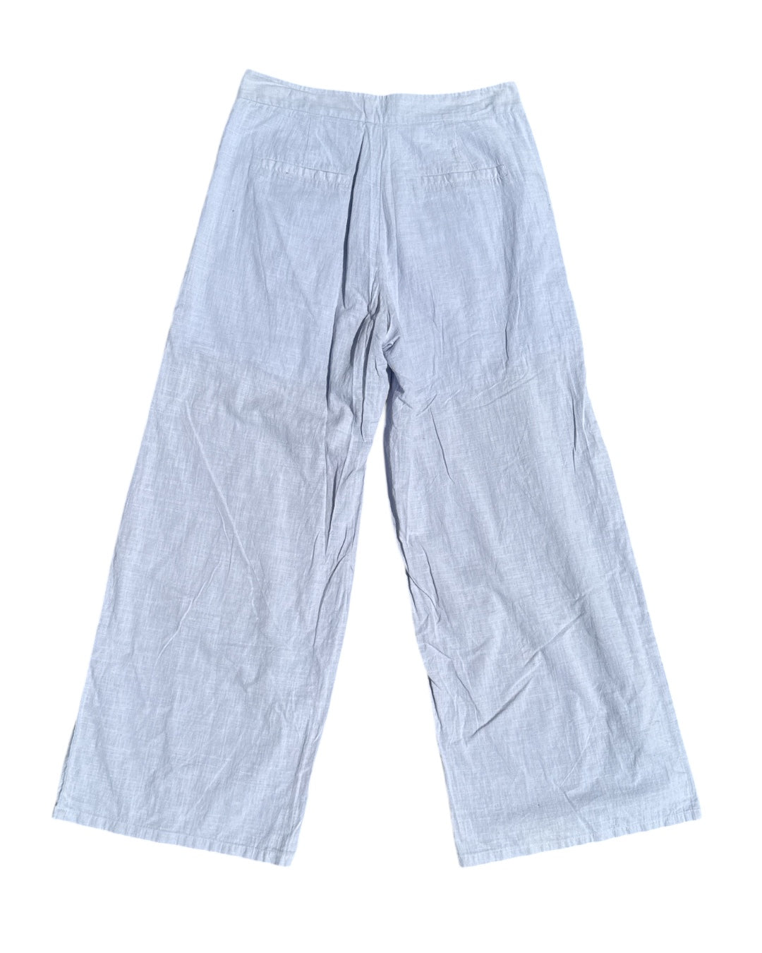 blue white yllw lineny pocket wide leg pants, L
