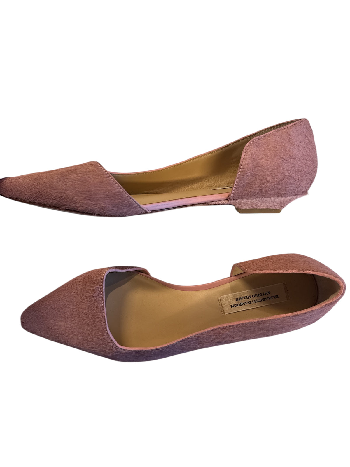 Pink Elizabeth damrich Antonio Melani Fur pointed toe flats, 6.5