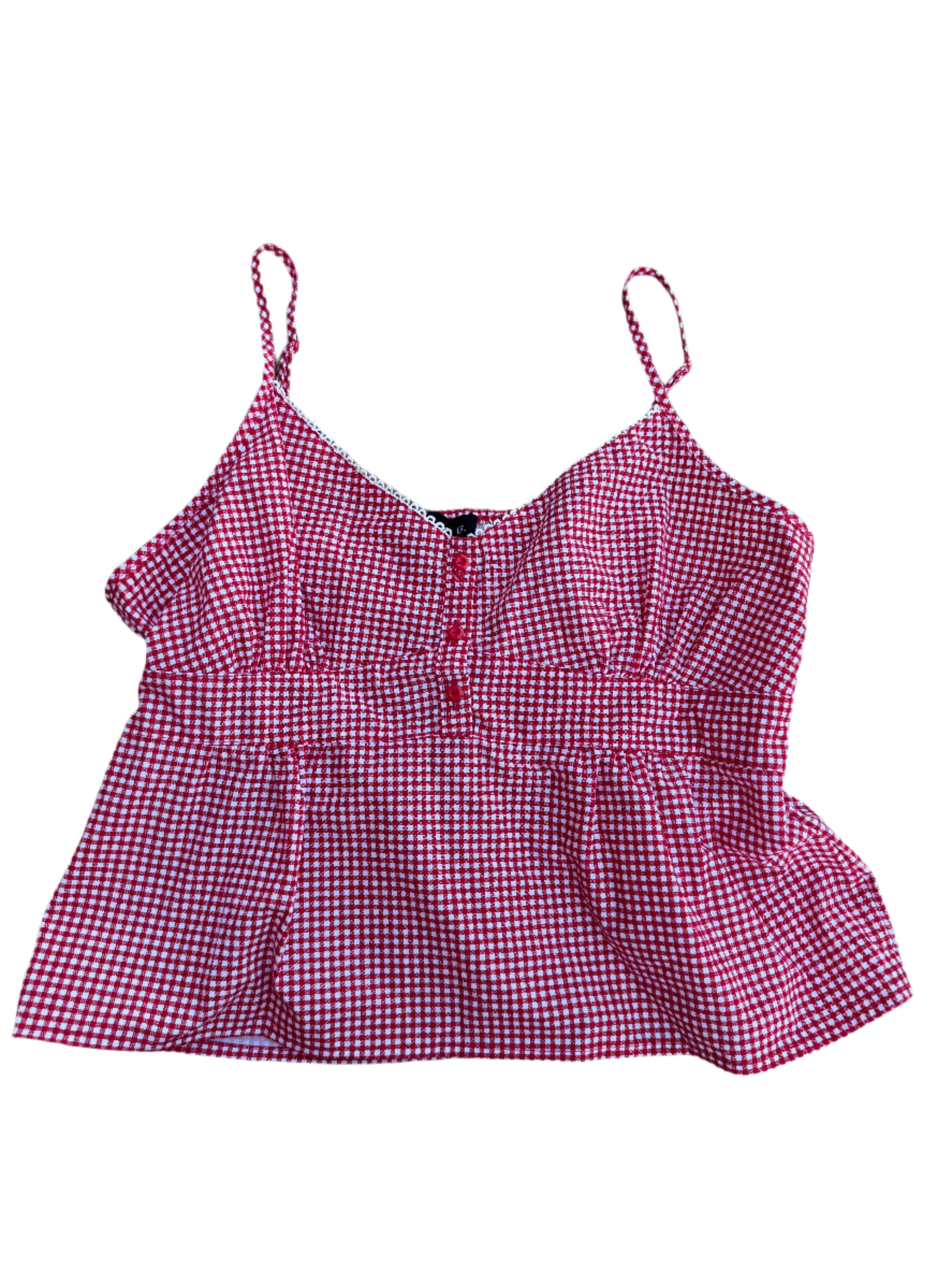 red white Arden B gingham top, xl
