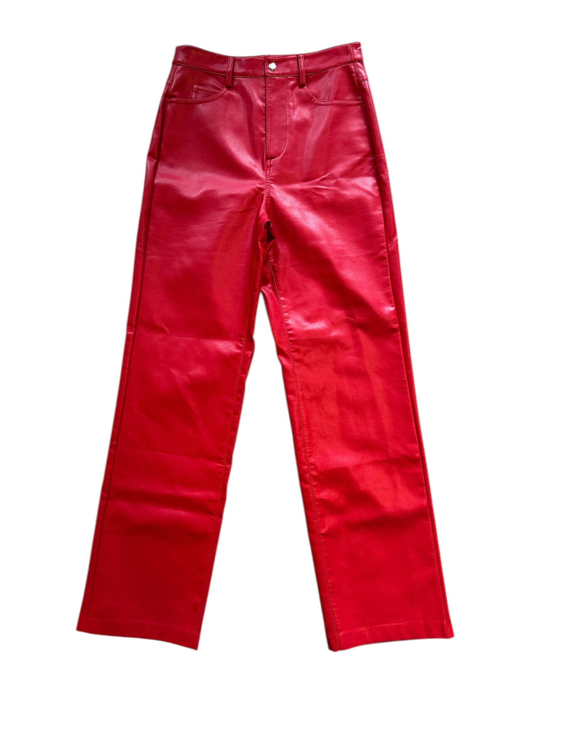 red wayf pleather pants, s