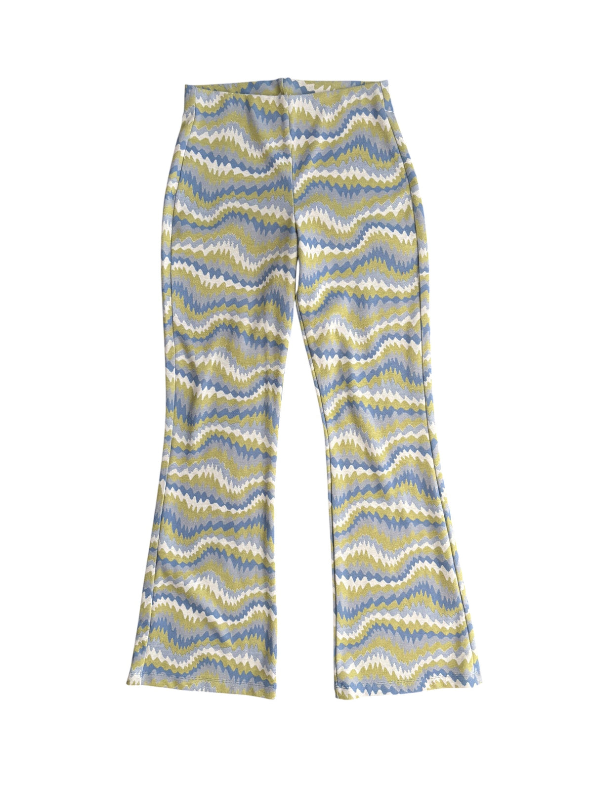 green blue urban outfitters flare squiggle pants, m