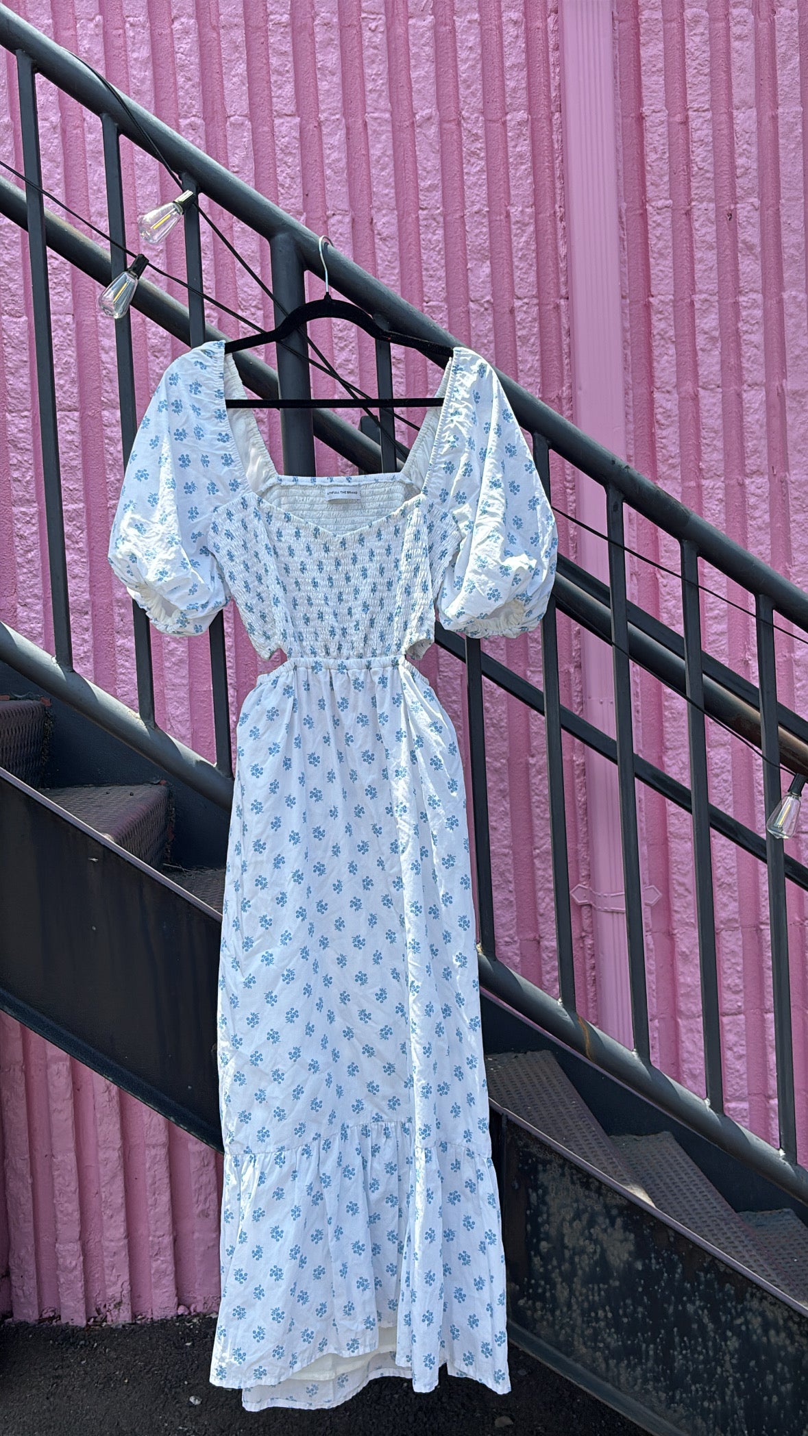 white blue faithfull the brand floral cutout maxi dress, 6