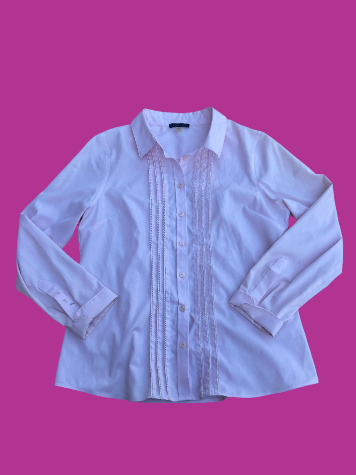 pink Tommy hilfiger ruffle button down, large