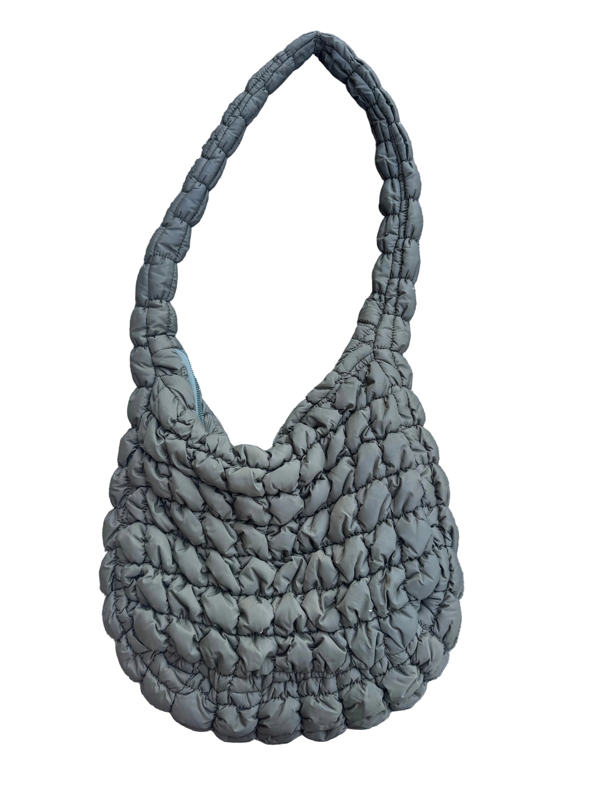 green puffer tote bag