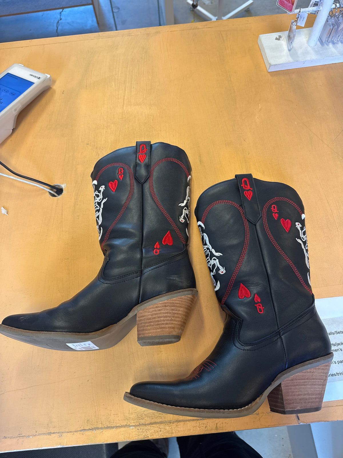 black red white dingo queen of hearts cowboy boots, 9