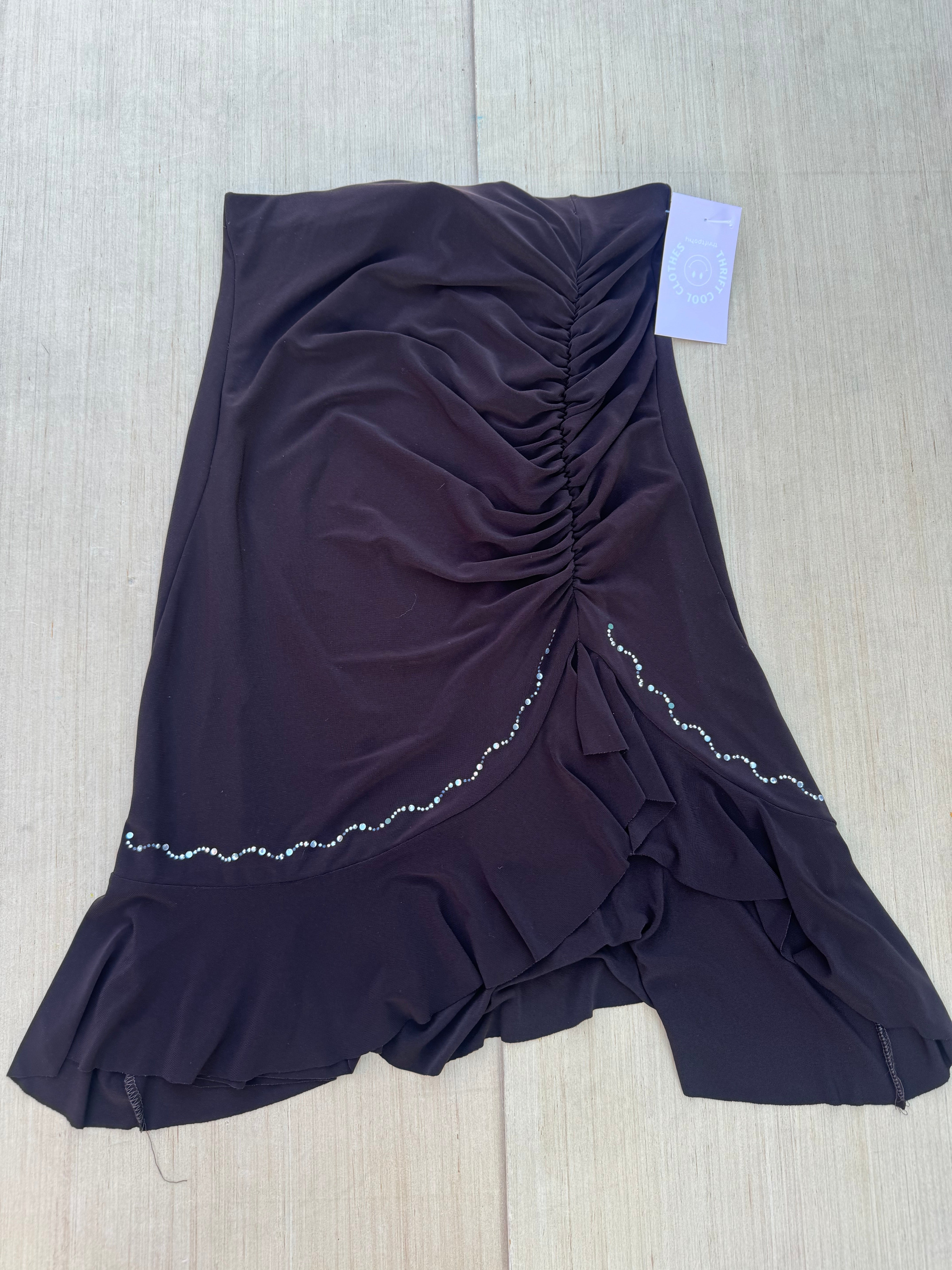 brown solar slinky midi skirt, M