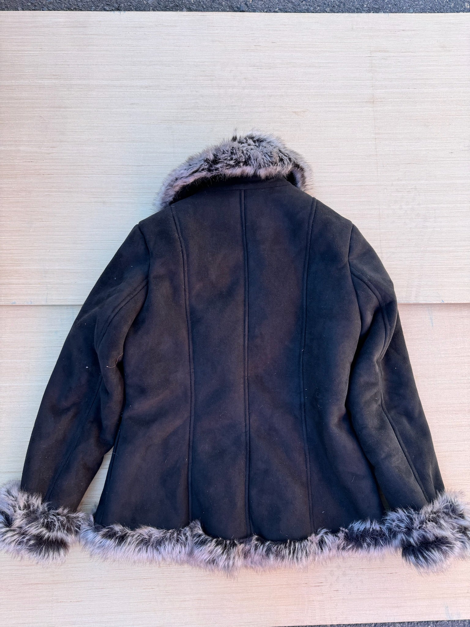 grey brown doncaster fur suede jacket, 2