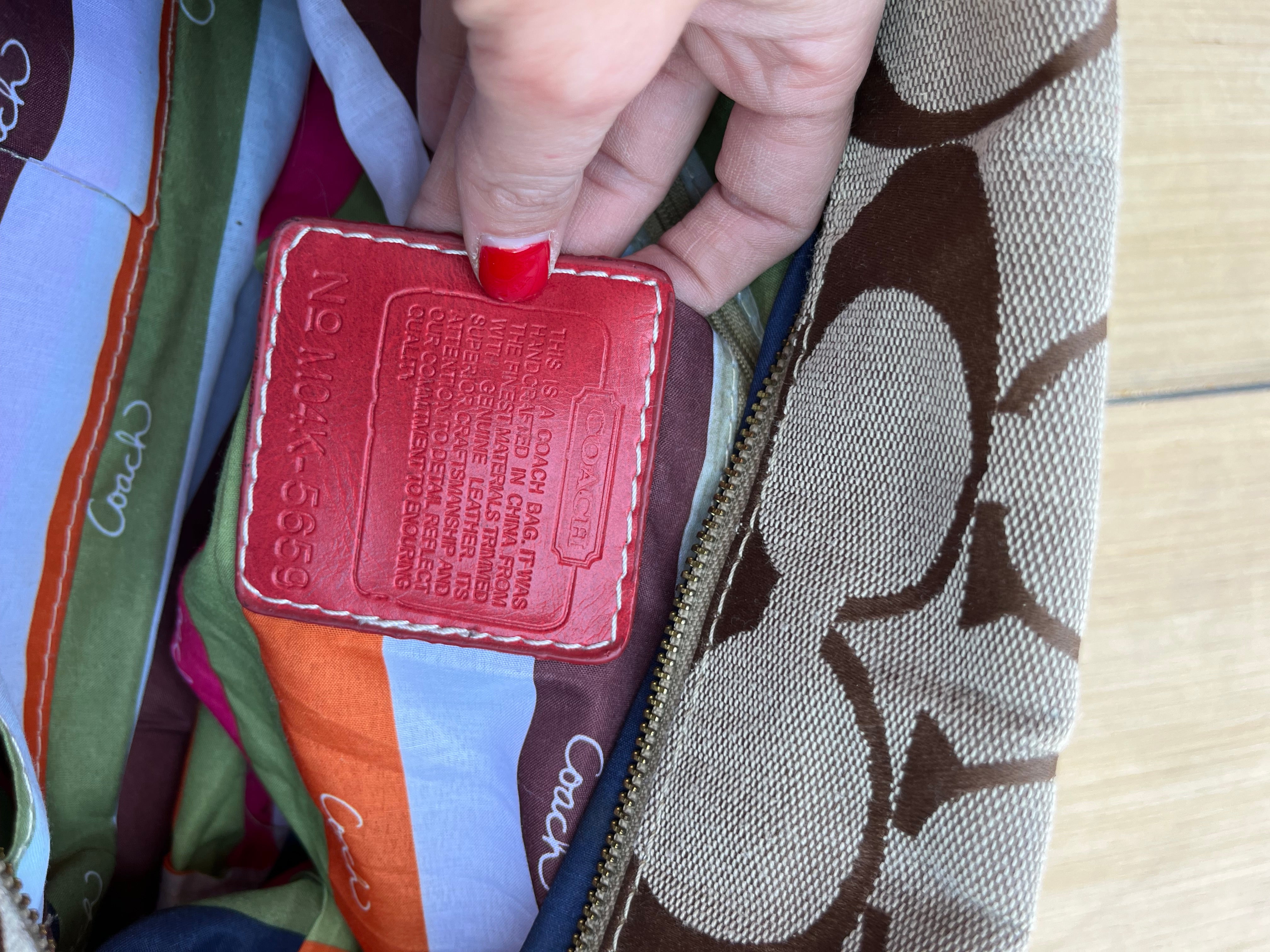 brown pink Coach y2k logo purse