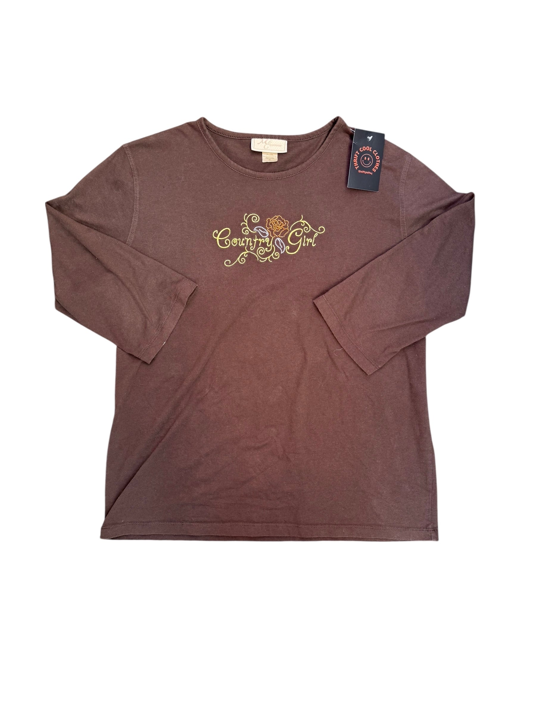 brown mce sportswear 9.00 country girl quarter sleeve top, 2x