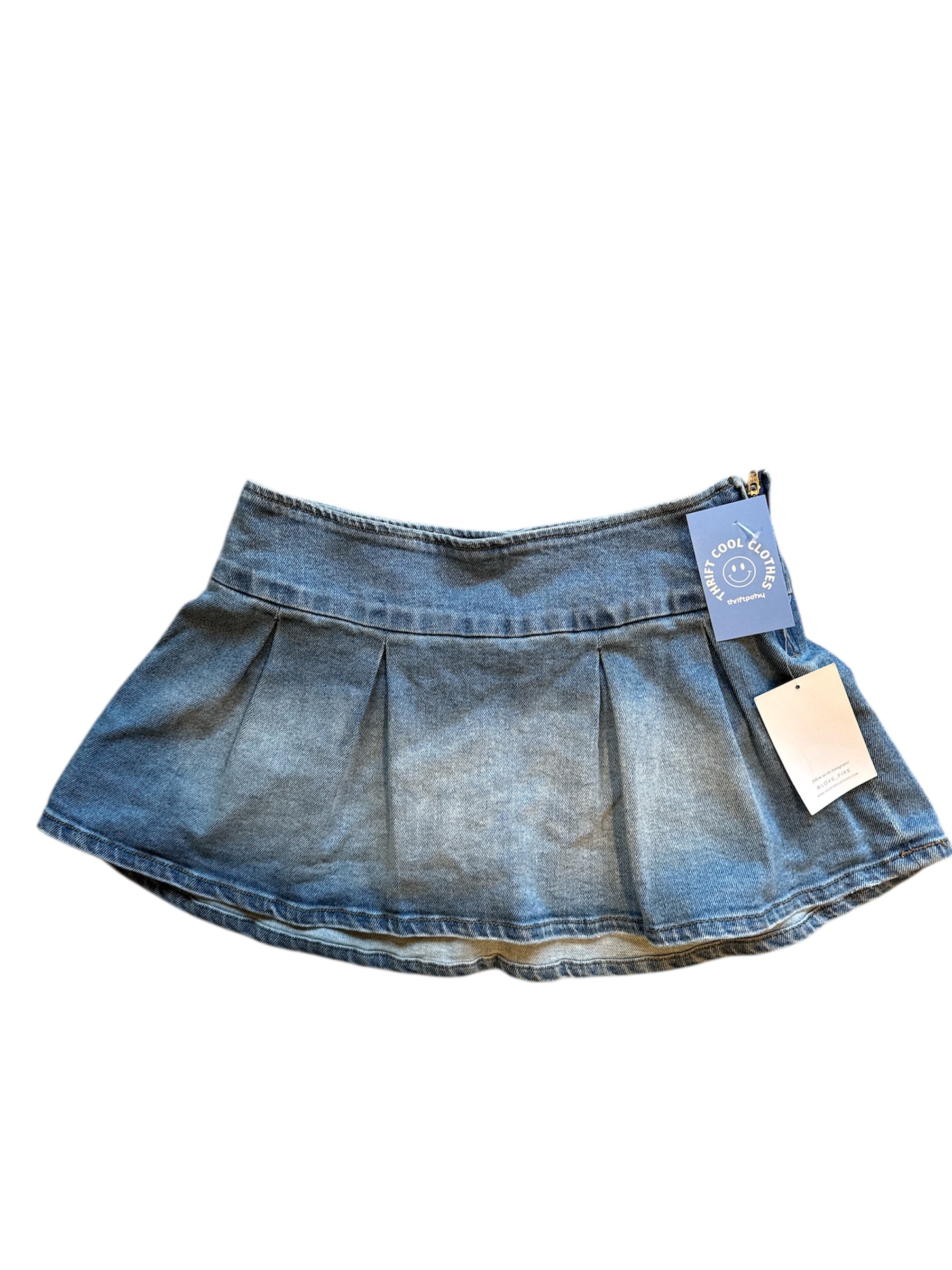 blue love fire denim skort, s