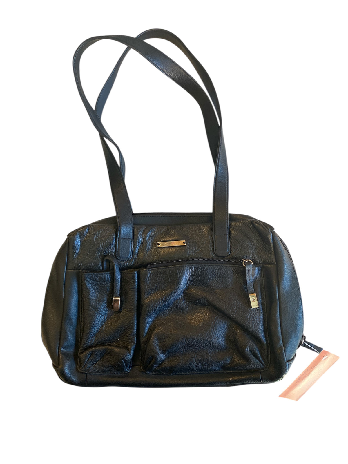 black leather purse