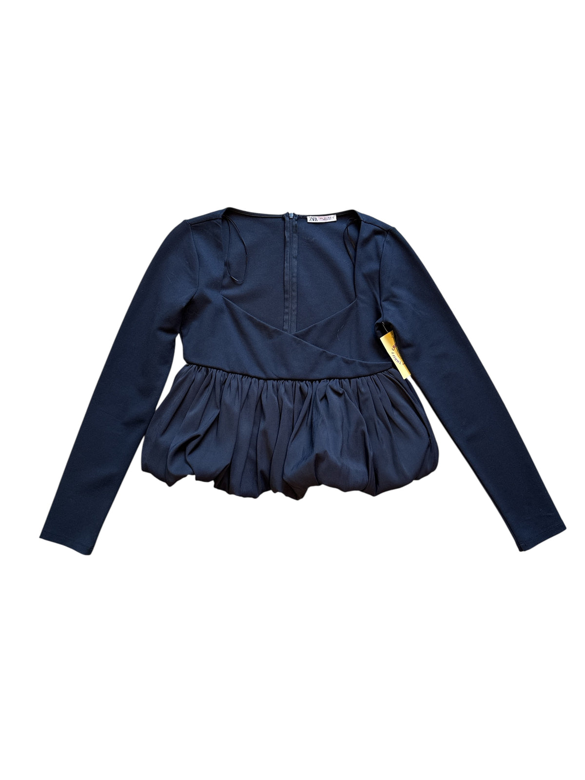 Navy Zara Peplum ls top, L