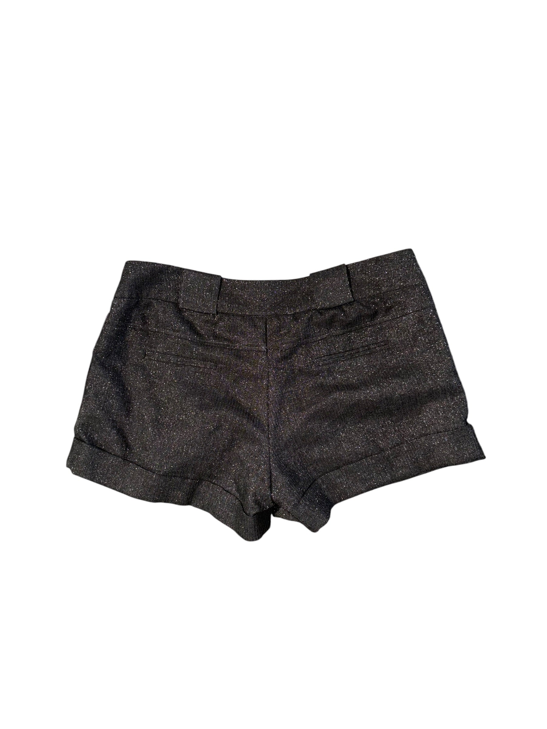gray silver sparkle trouser shorts, L
